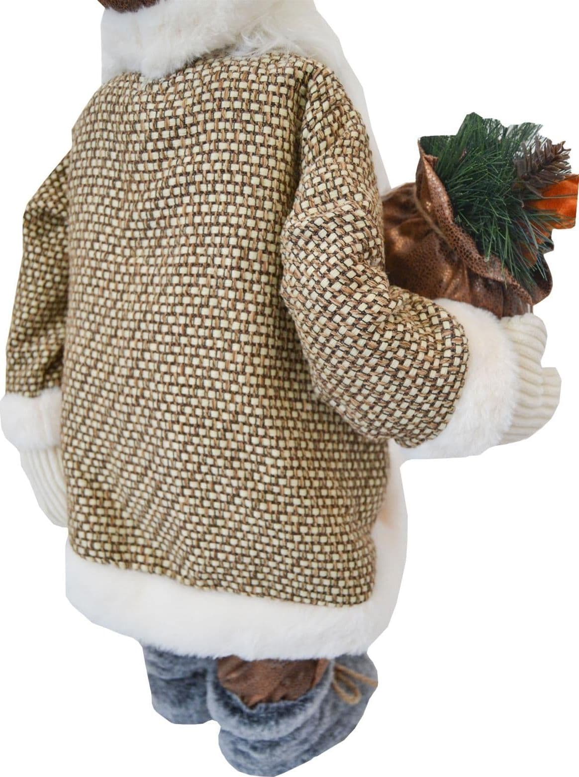 Babbo natale pupazzo con tessuto country h 91 cm decorazione natalizia - 3
