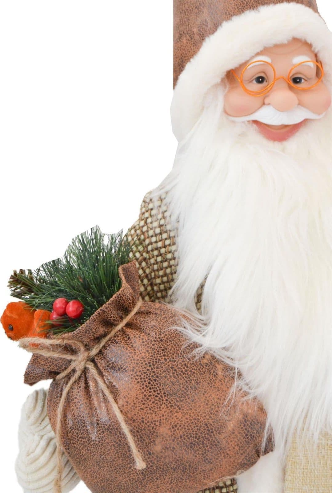 Babbo natale pupazzo con tessuto country h 91 cm decorazione natalizia - 4