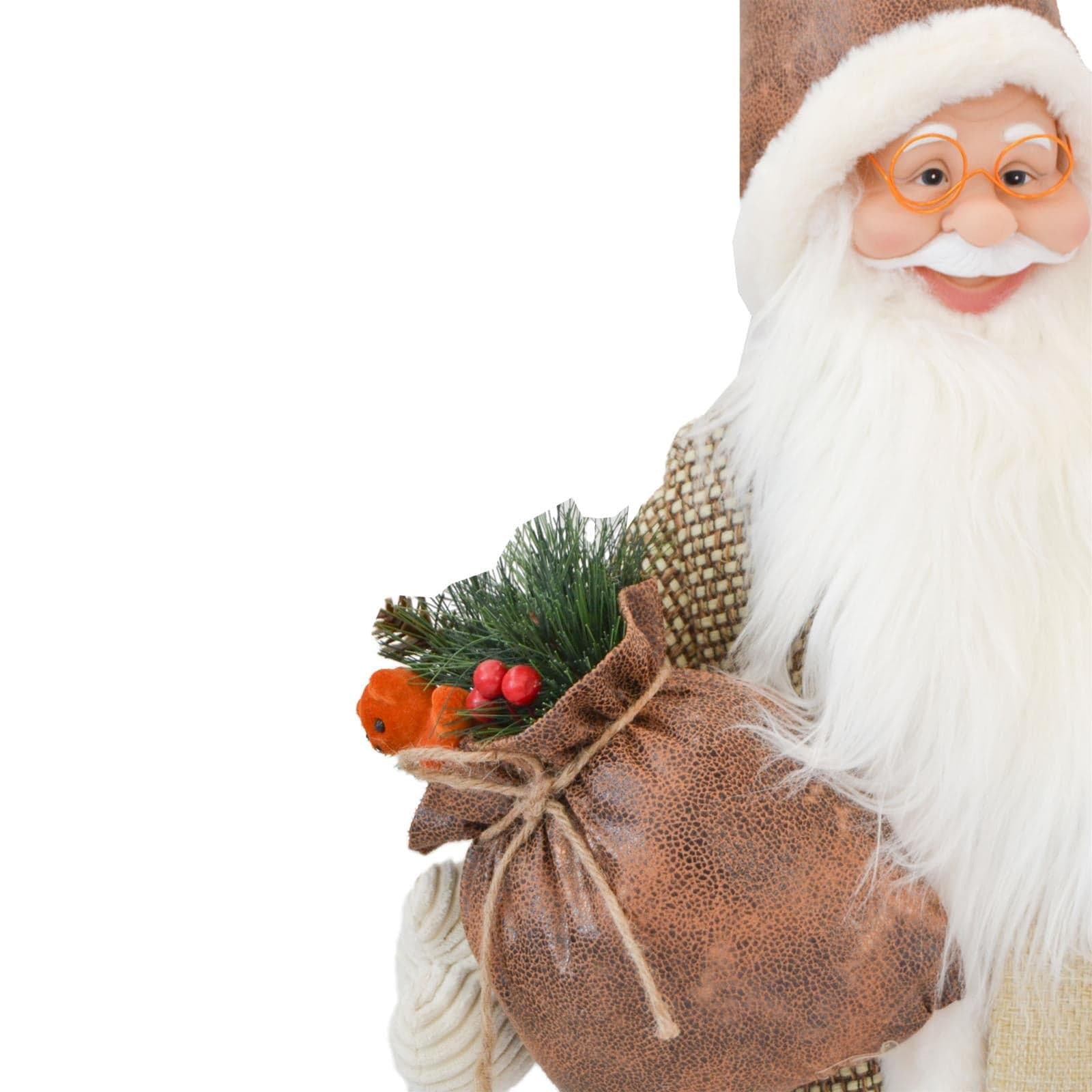 Babbo natale pupazzo con tessuto country h 91 cm decorazione natalizia - 4
