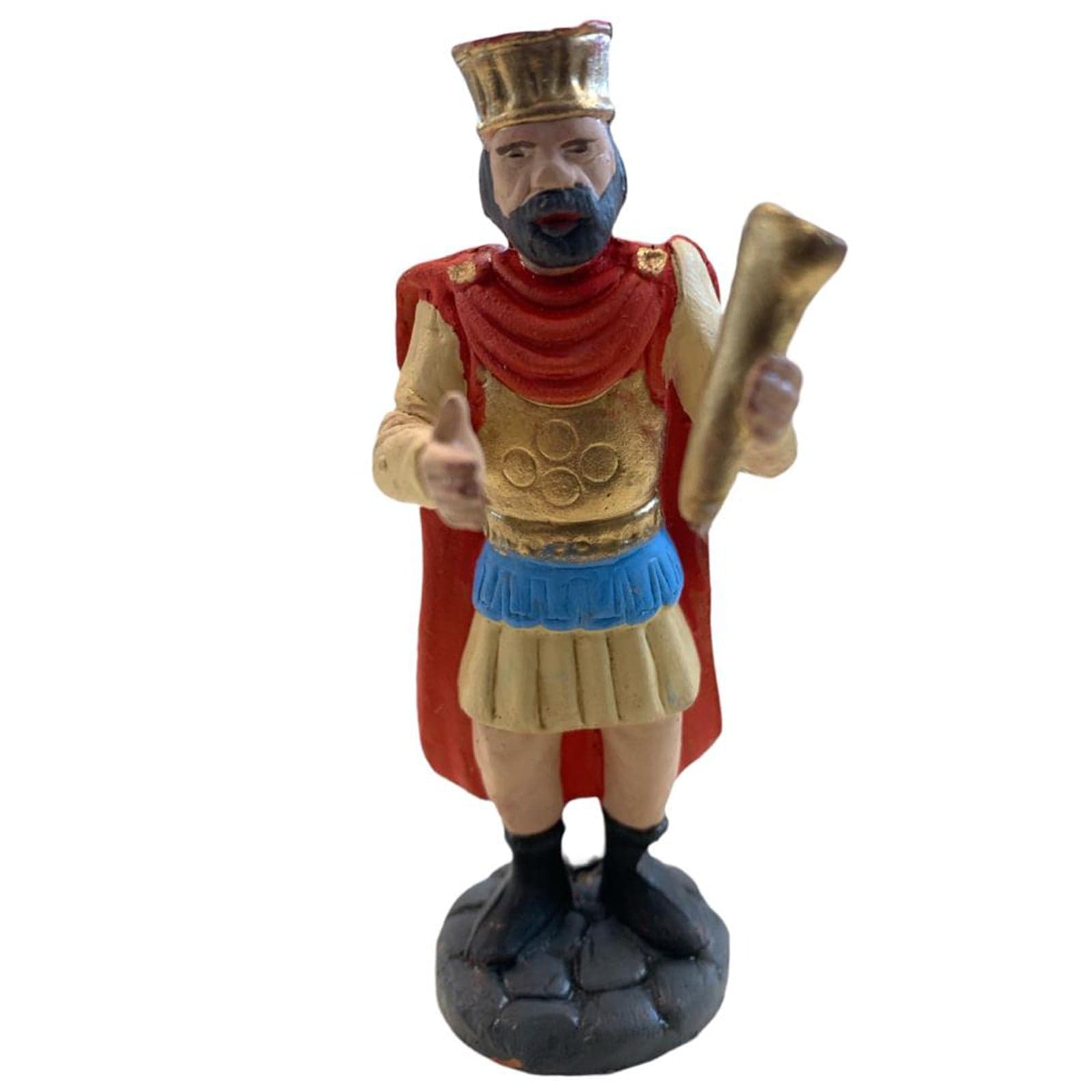Soldato romano con tromba statuetta in terracotta artigianale per presepe napoletano da h 10 cm