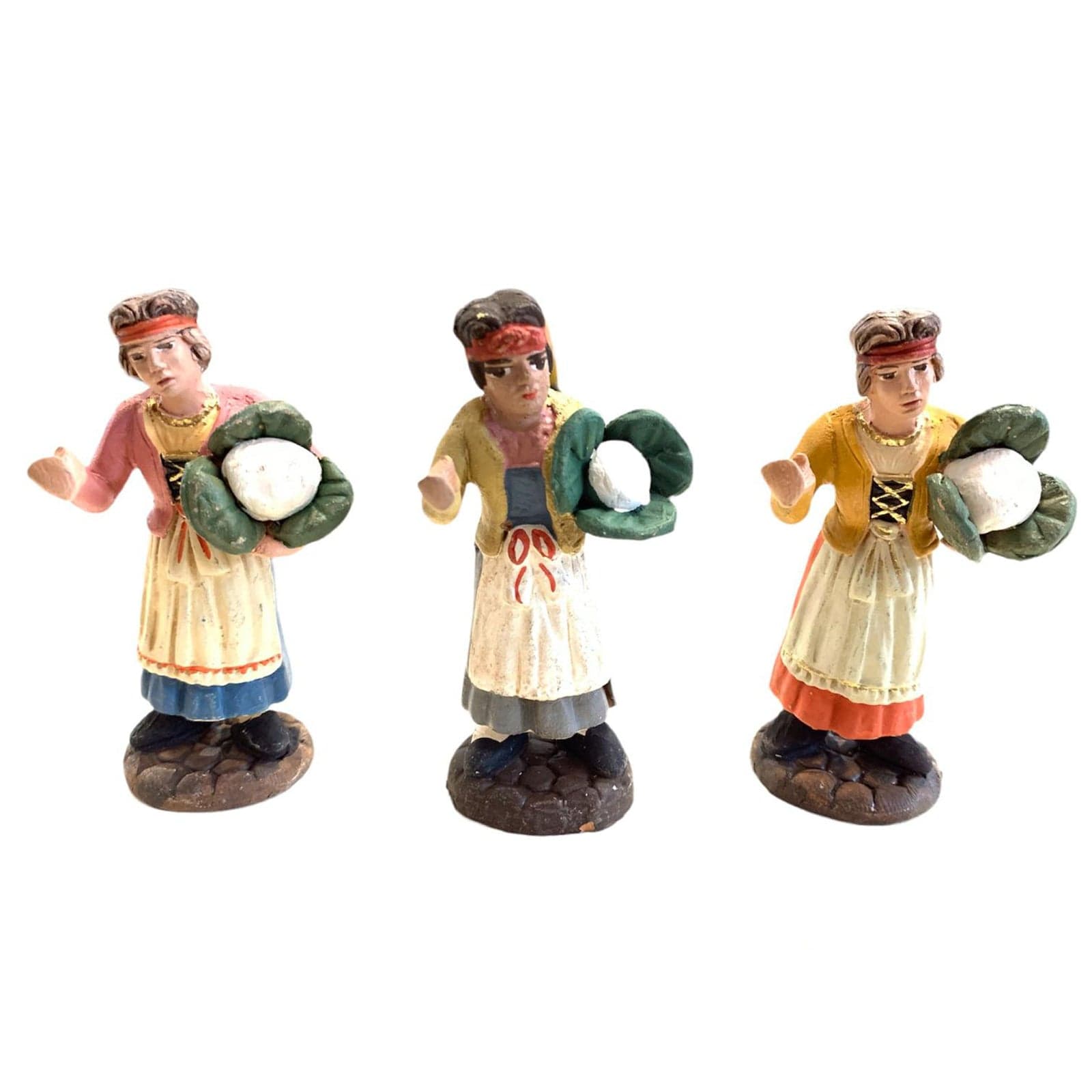 Donna con cavolo statuetta assortita in terracotta artigianale per presepe napoletano da h 7 cm - 3