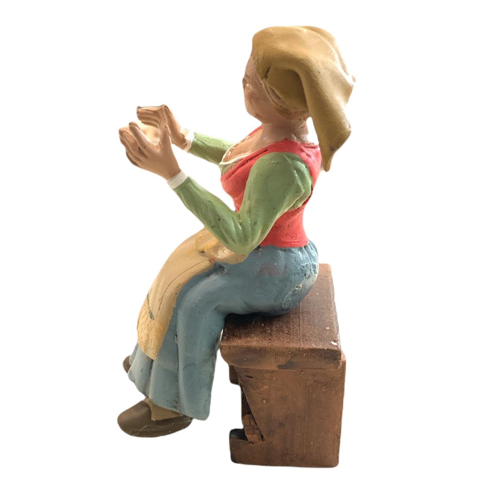 Donna seduta statuetta in terracotta artigianale per presepe napoletano da h 10 cm - 2