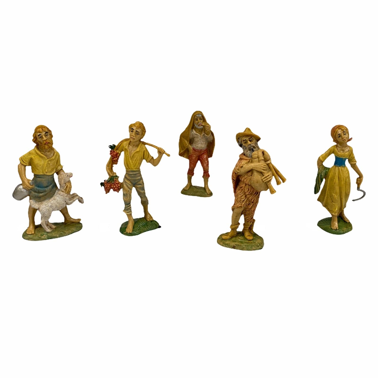 Statuette per presepe natalizio con 12 pastori assortiti in plastica - 2