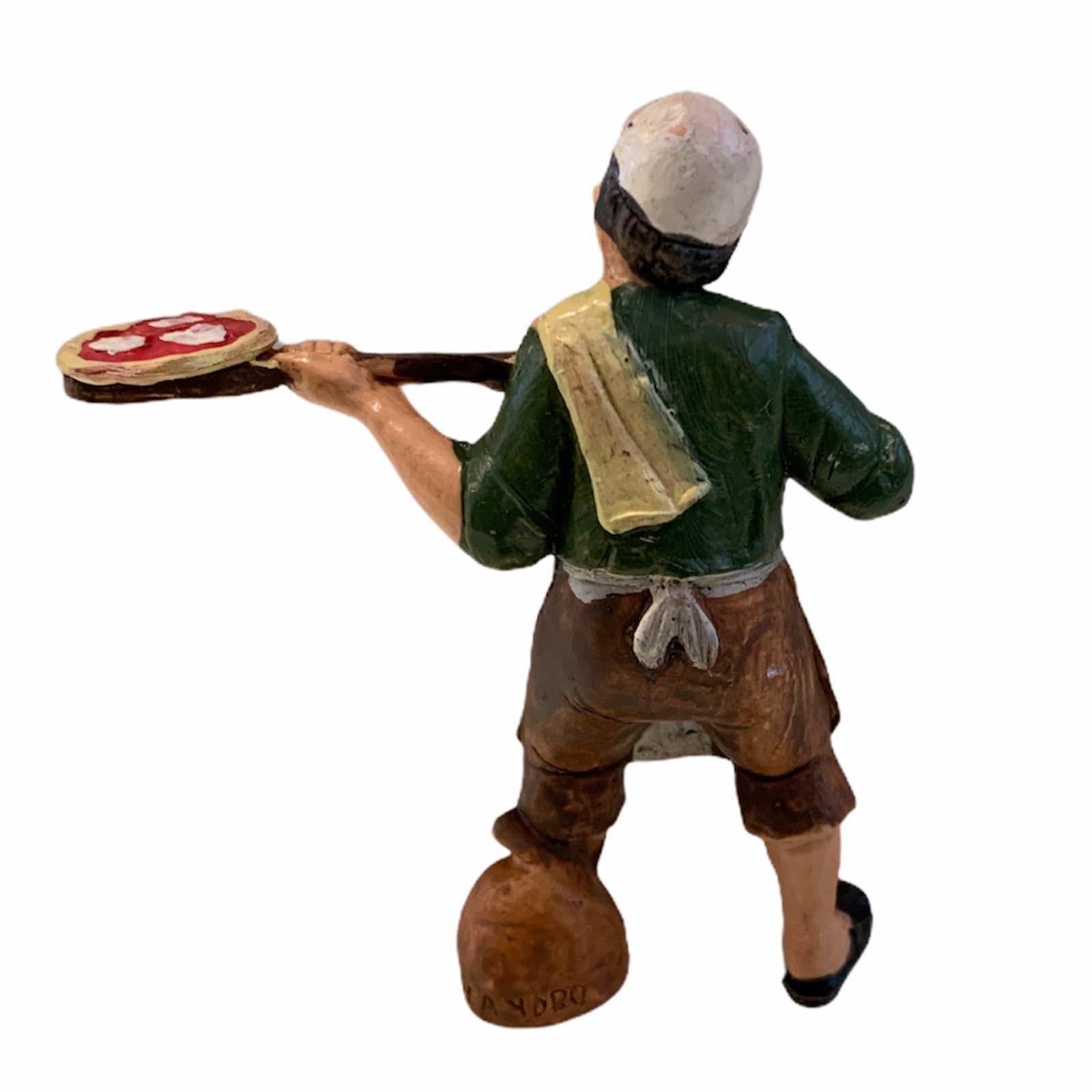 Statuetta per presepe natalizio pizzaiolo che sforna la pizza con una pala h 10 cm - 2