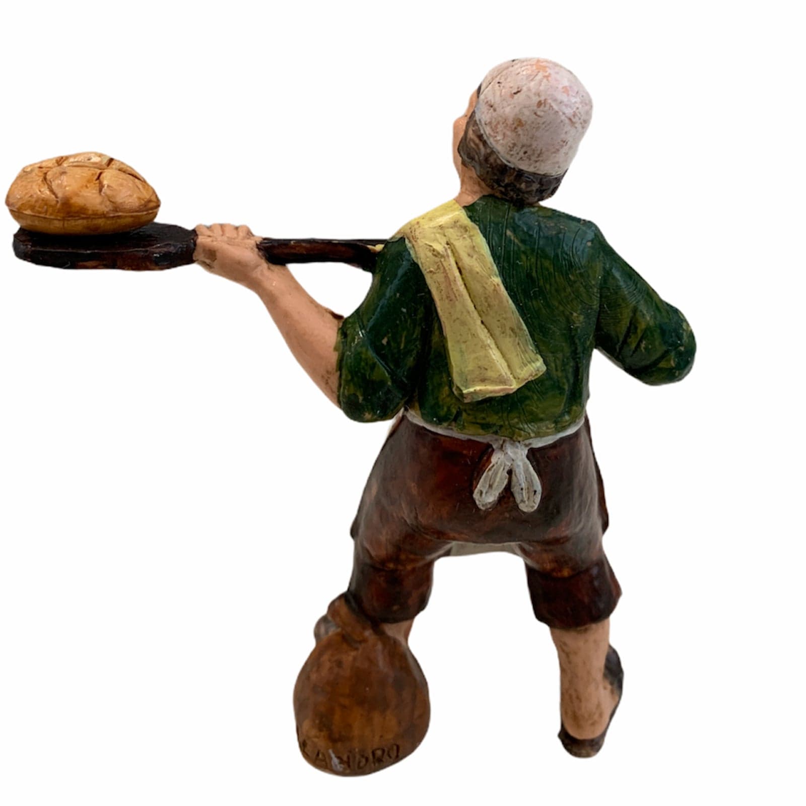Statuetta per presepe natalizio panettiere che sforna il pane con una pala h 10 cm - 2