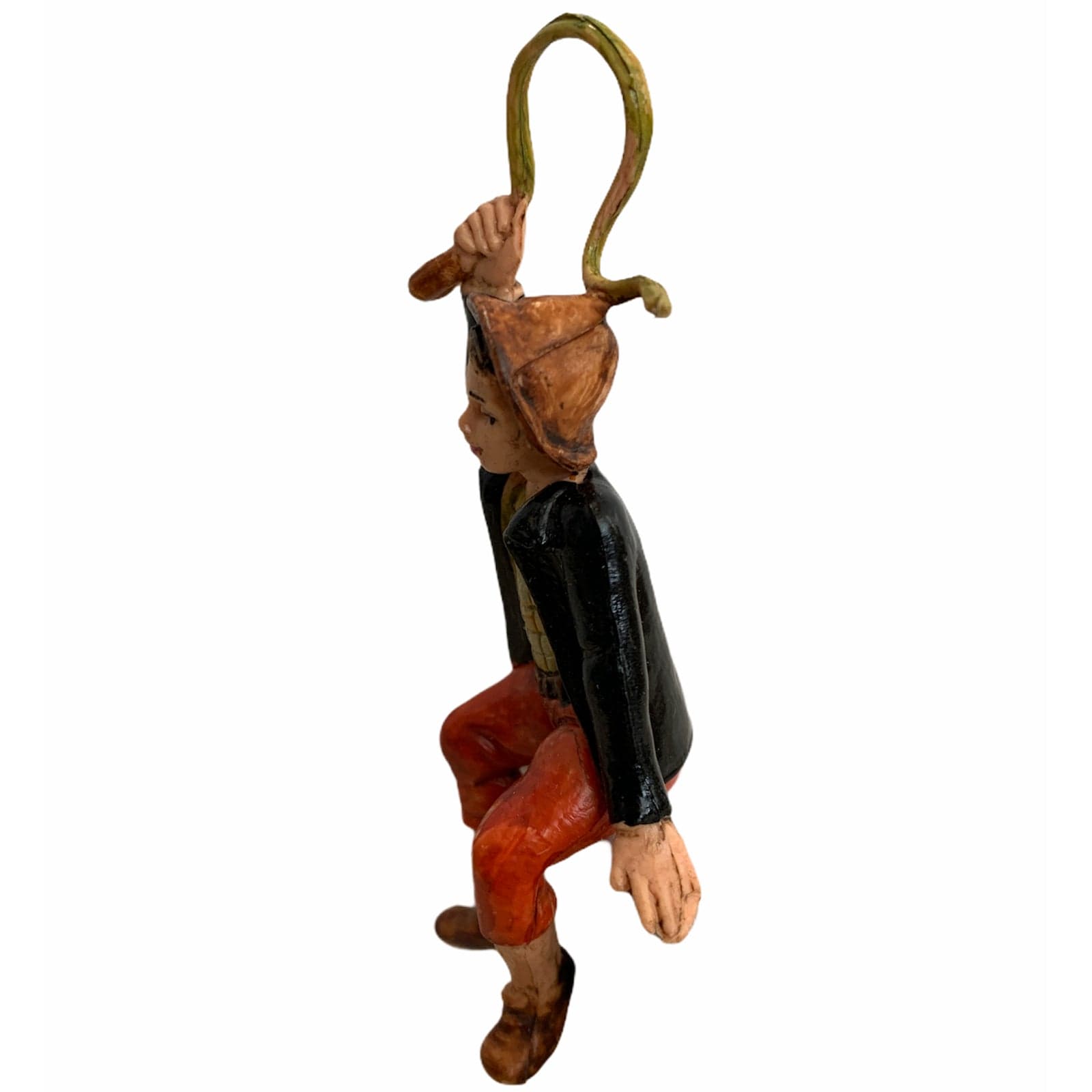 Statuetta per presepe natalizio uomo seduto con una frusta lucida h 7 cm - 2