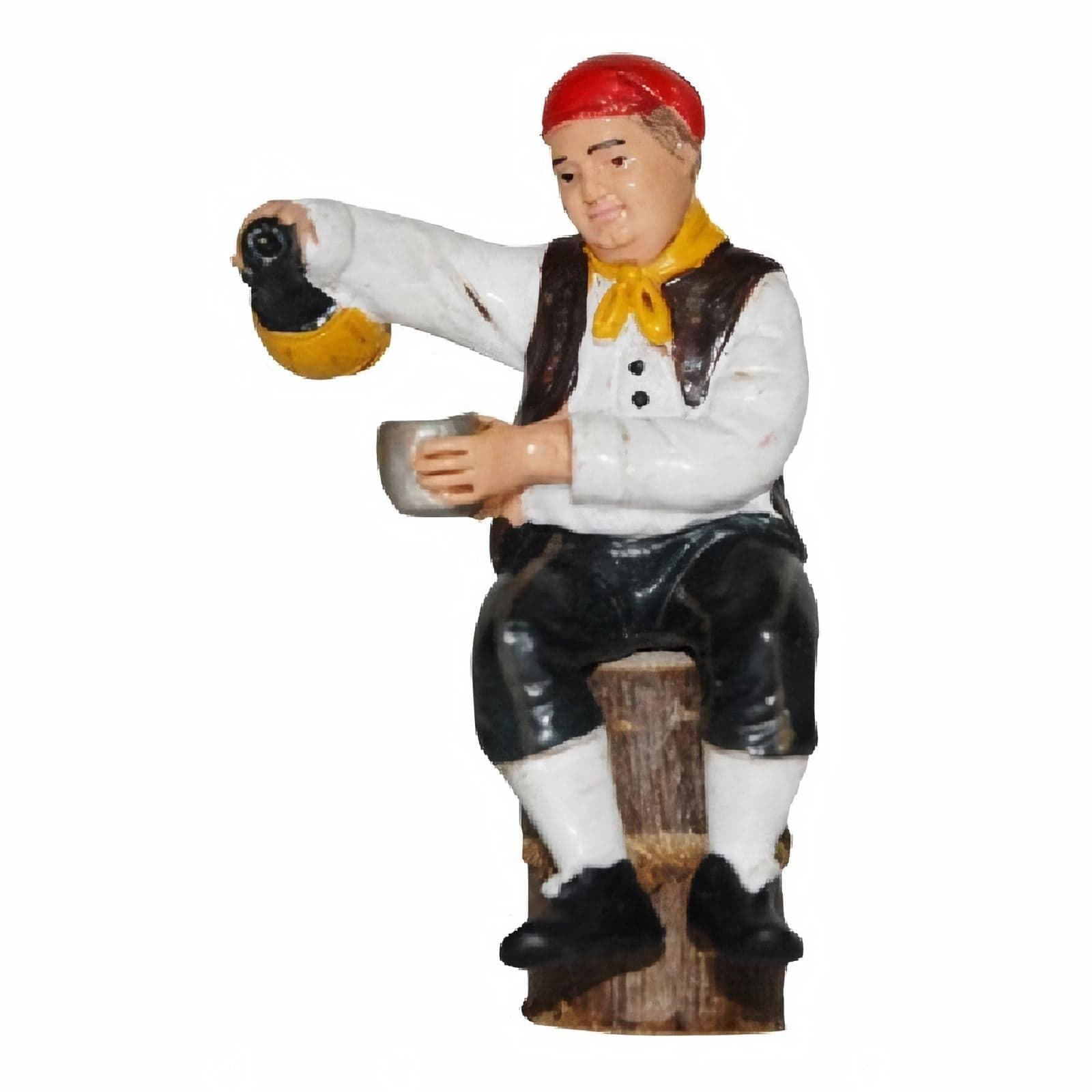 Statuetta per presepe natalizio uomo seduto con una fiasca e un bicchiere h10 cm - 2