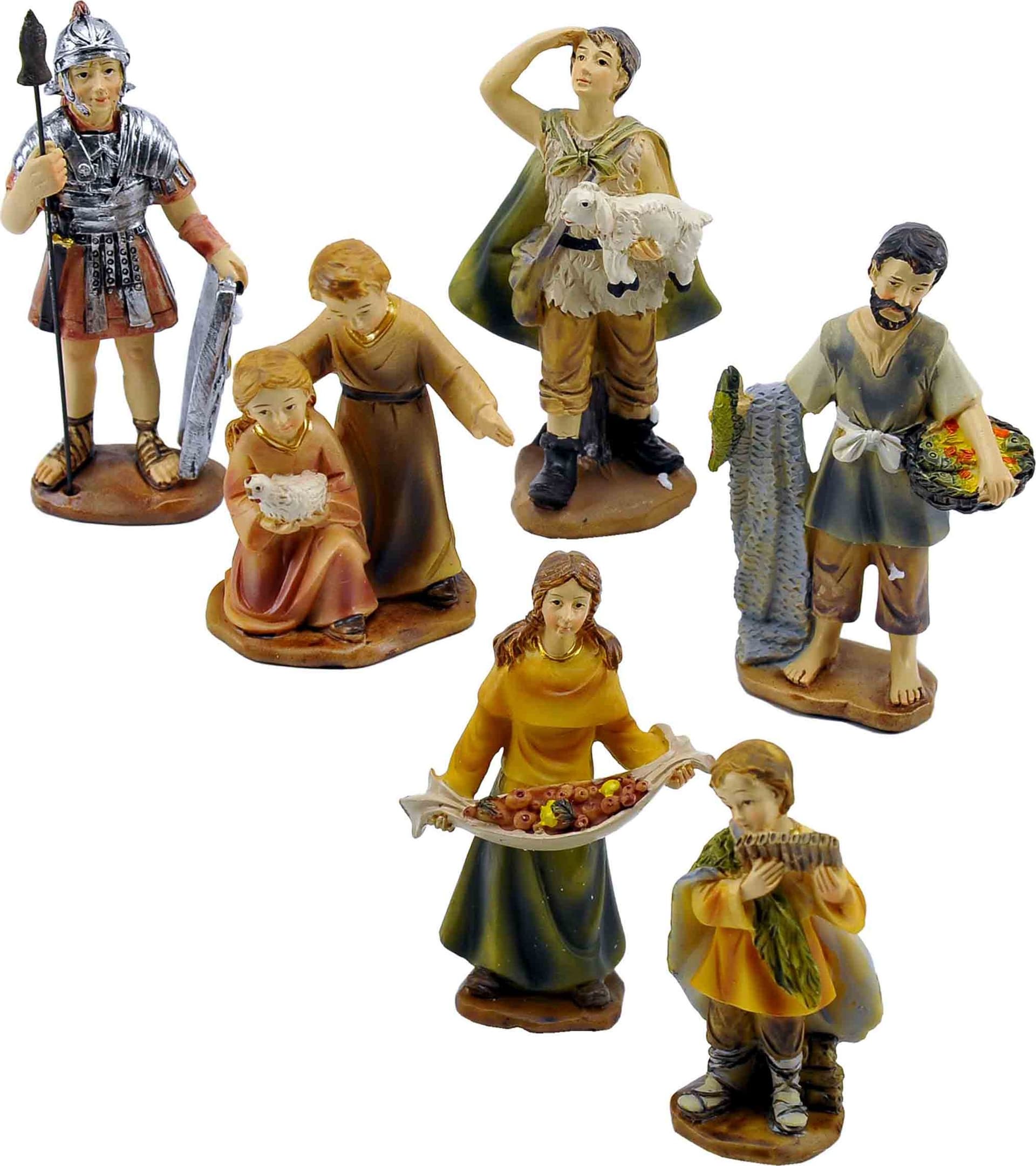 Pastorelli per presepe in poliresina con animali, doni e mestieri 23 soggetti 15 cm - 3