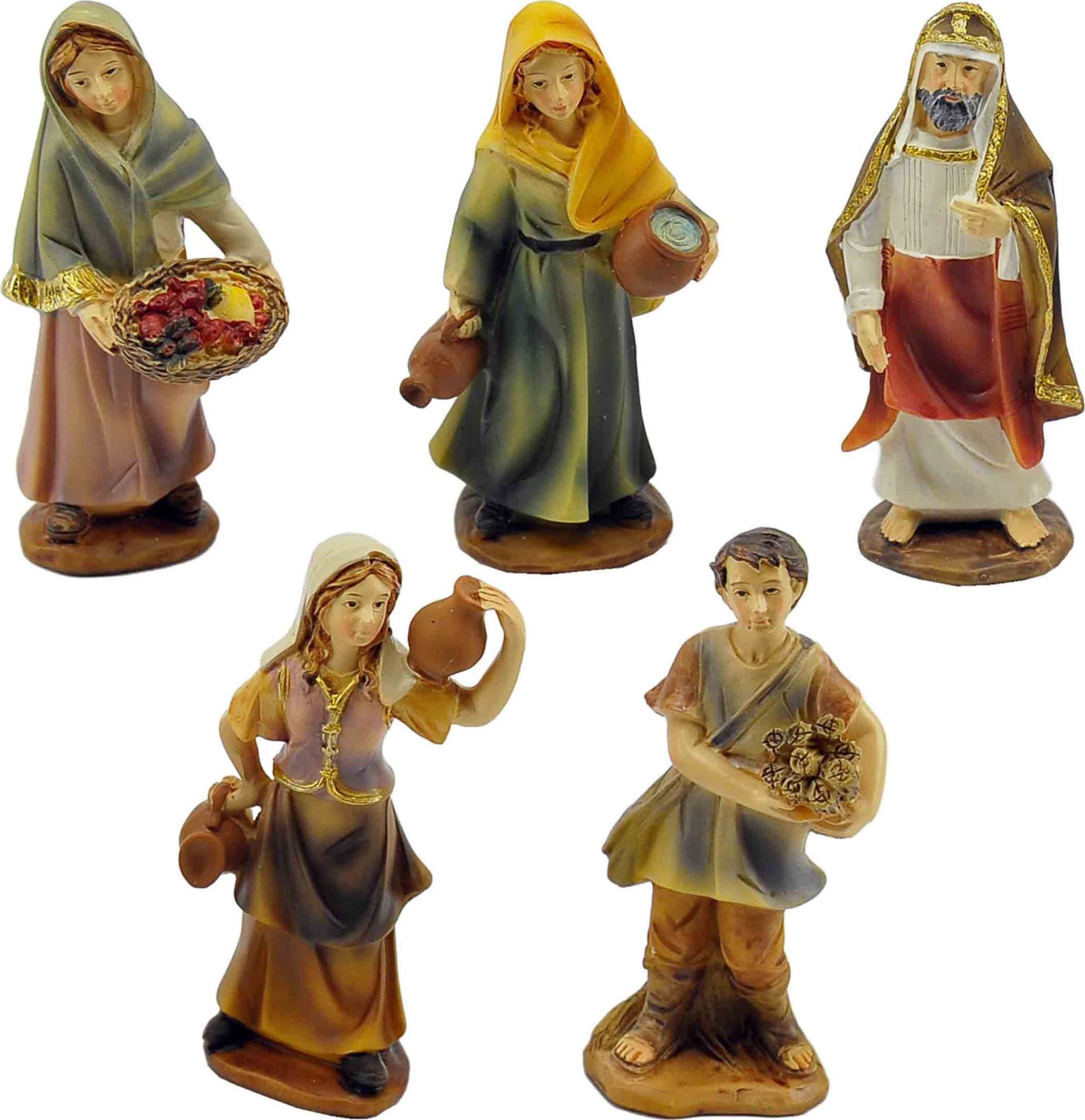 Pastorelli per presepe in poliresina con animali, doni e mestieri 23 soggetti 15 cm - 4