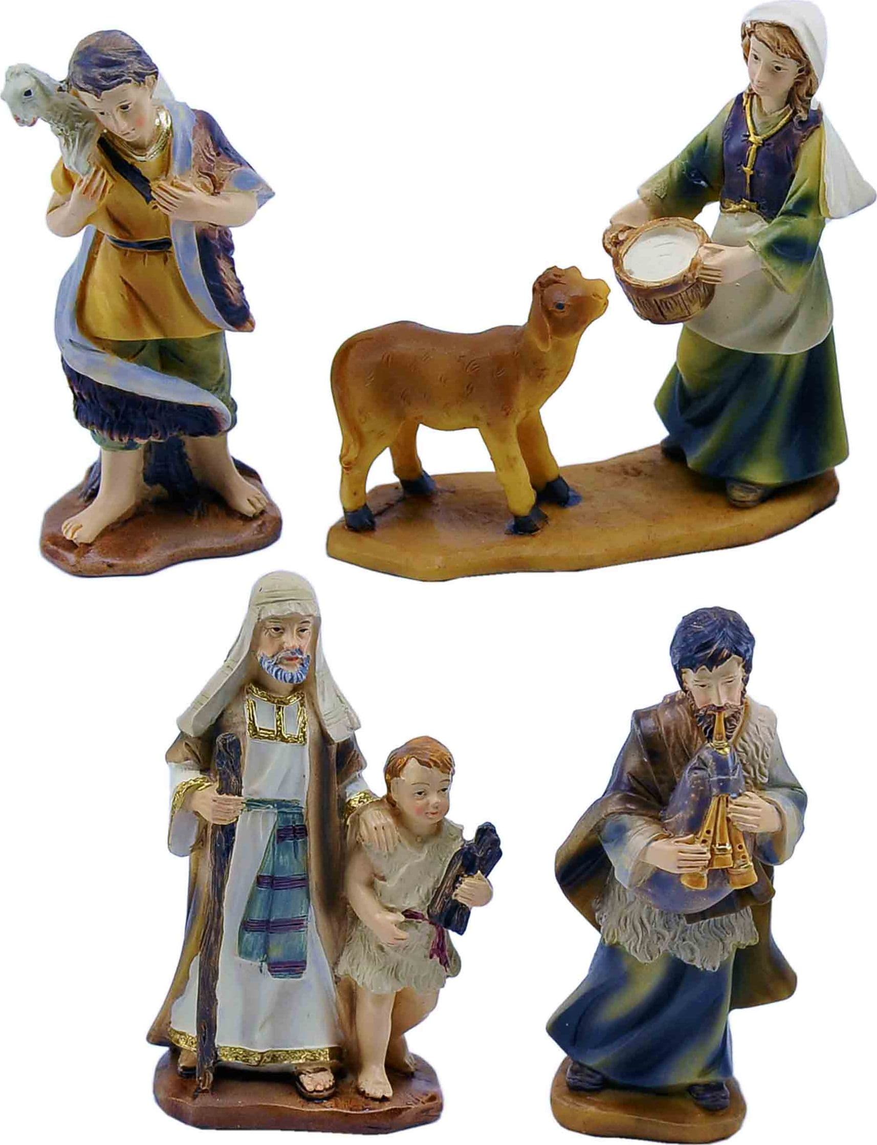 Pastorelli per presepe in poliresina con animali, doni e mestieri 23 soggetti 15 cm - 5