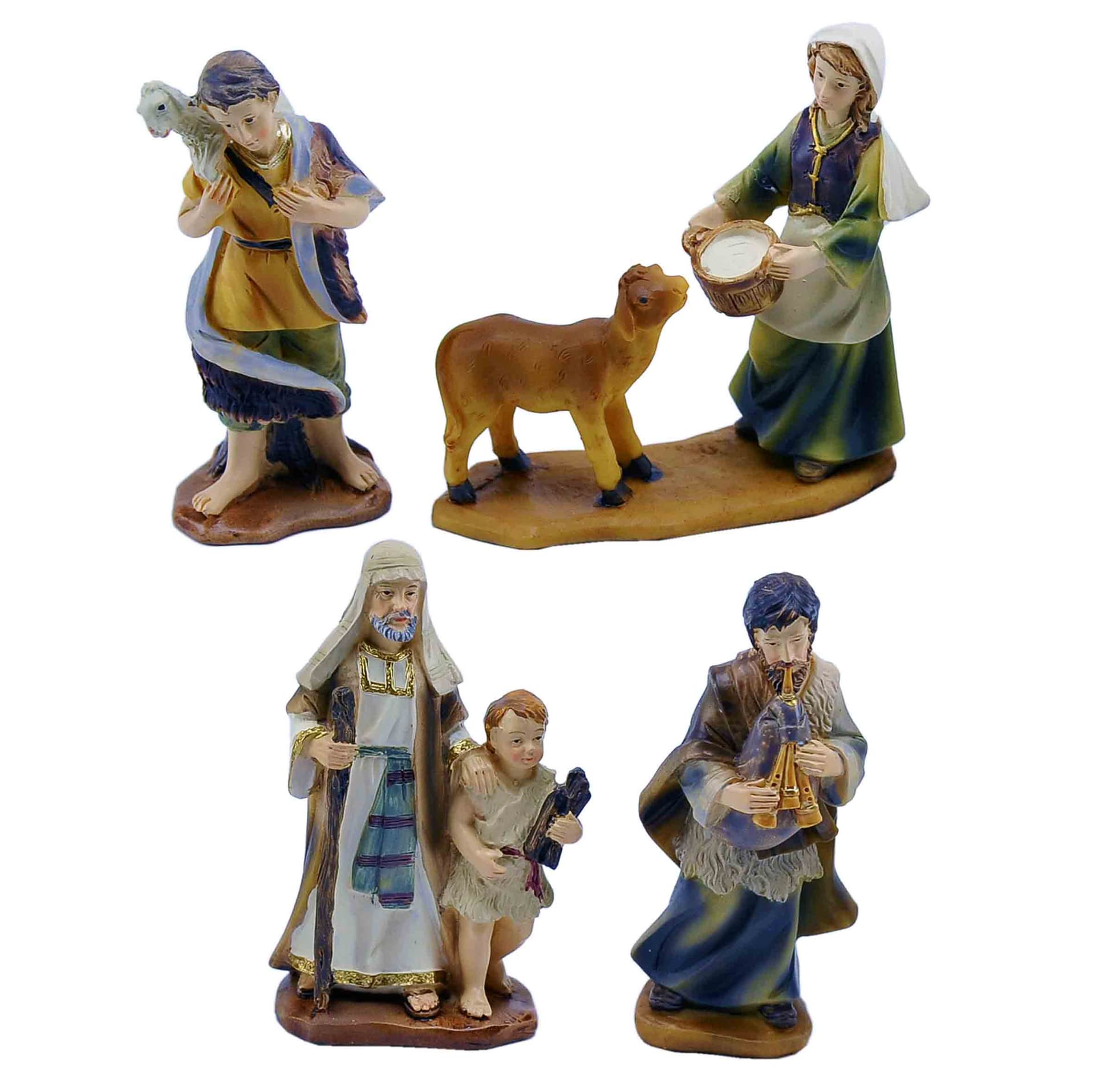 Pastorelli per presepe in poliresina con animali, doni e mestieri 23 soggetti 15 cm - 5