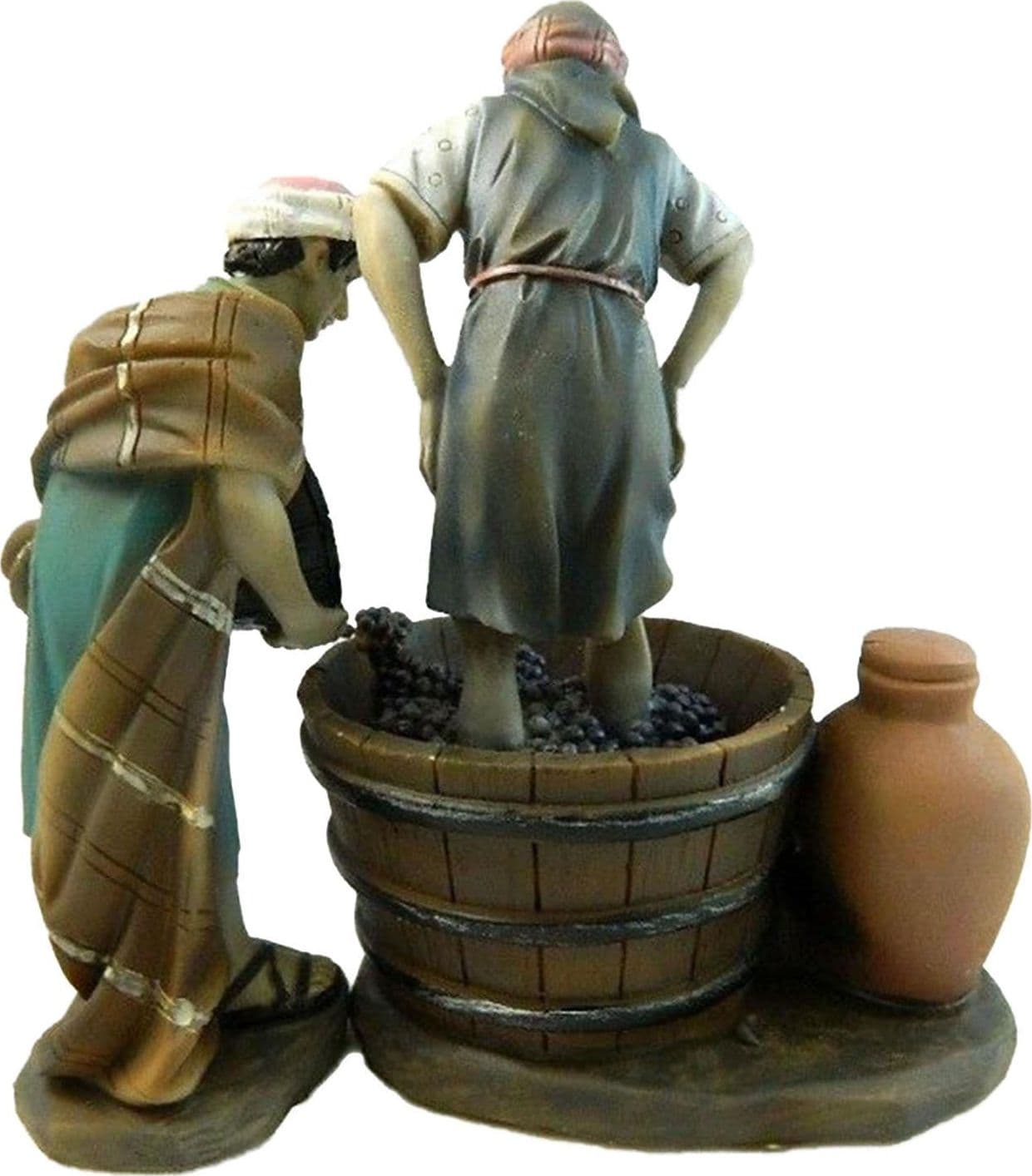 Scena pigiatura uva h 15 cm in poliresina personaggio per presepe agricoltore natività - 2