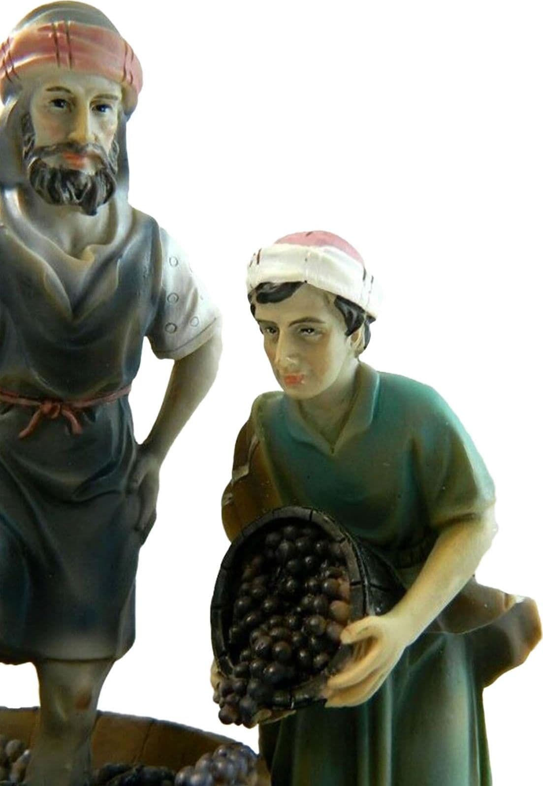 Scena pigiatura uva h 15 cm in poliresina personaggio per presepe agricoltore natività - 3