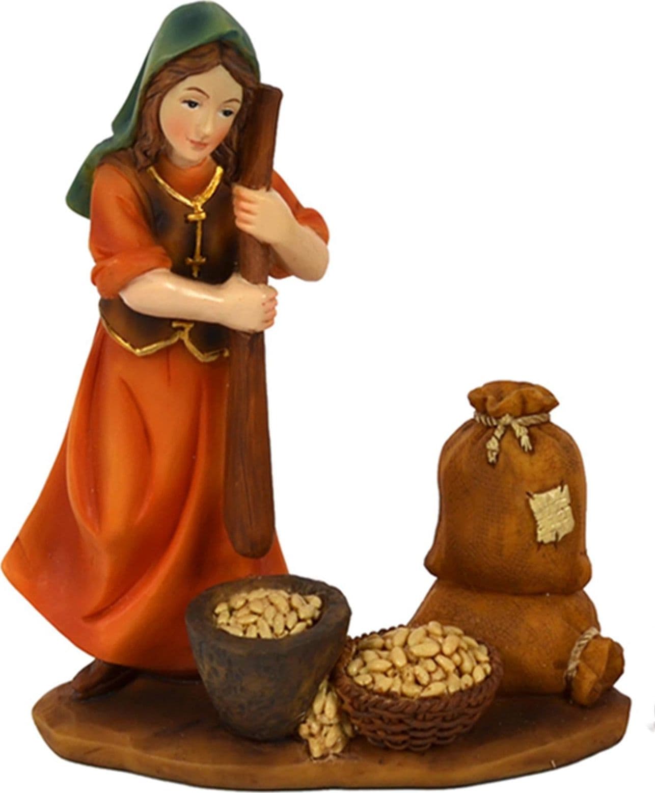 Pastorelle per presepe in poliresina commercianti h 11 cm 4 soggetti - 3