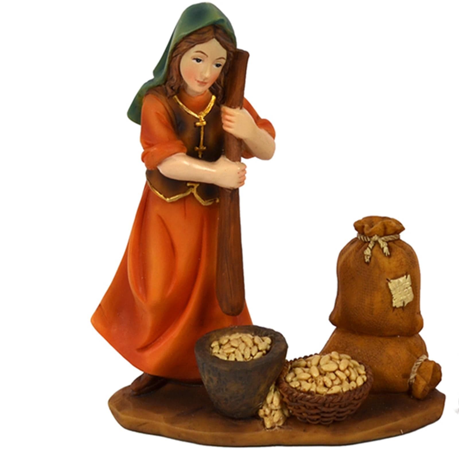Pastorelle per presepe in poliresina commercianti h 11 cm 4 soggetti - 3