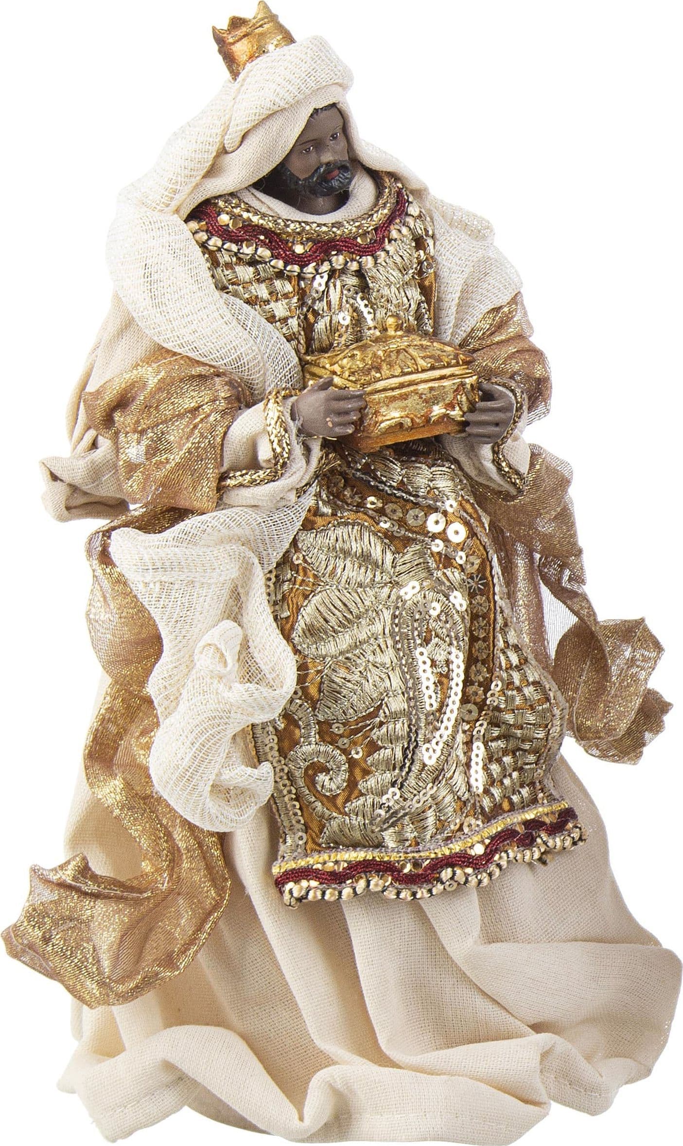 Natività con 3 Re magi con vestiti in tessuto statue per presepe - 2