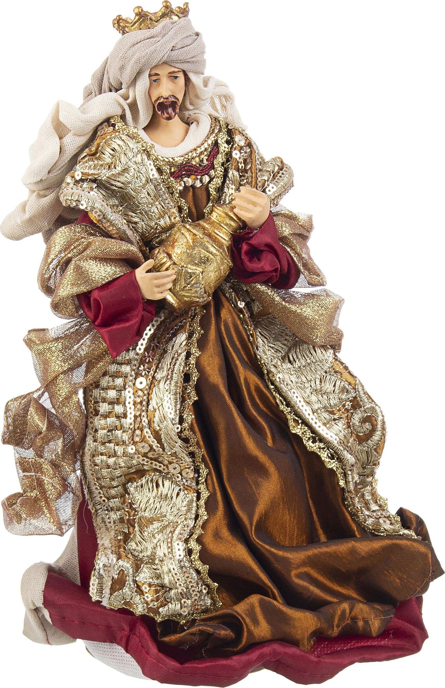 Natività con 3 Re magi con vestiti in tessuto statue per presepe - 3