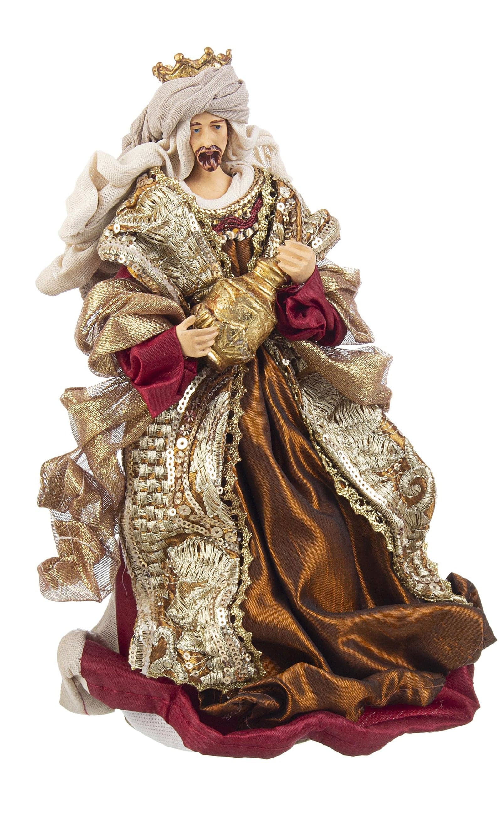 Natività con 3 Re magi con vestiti in tessuto statue per presepe - 3