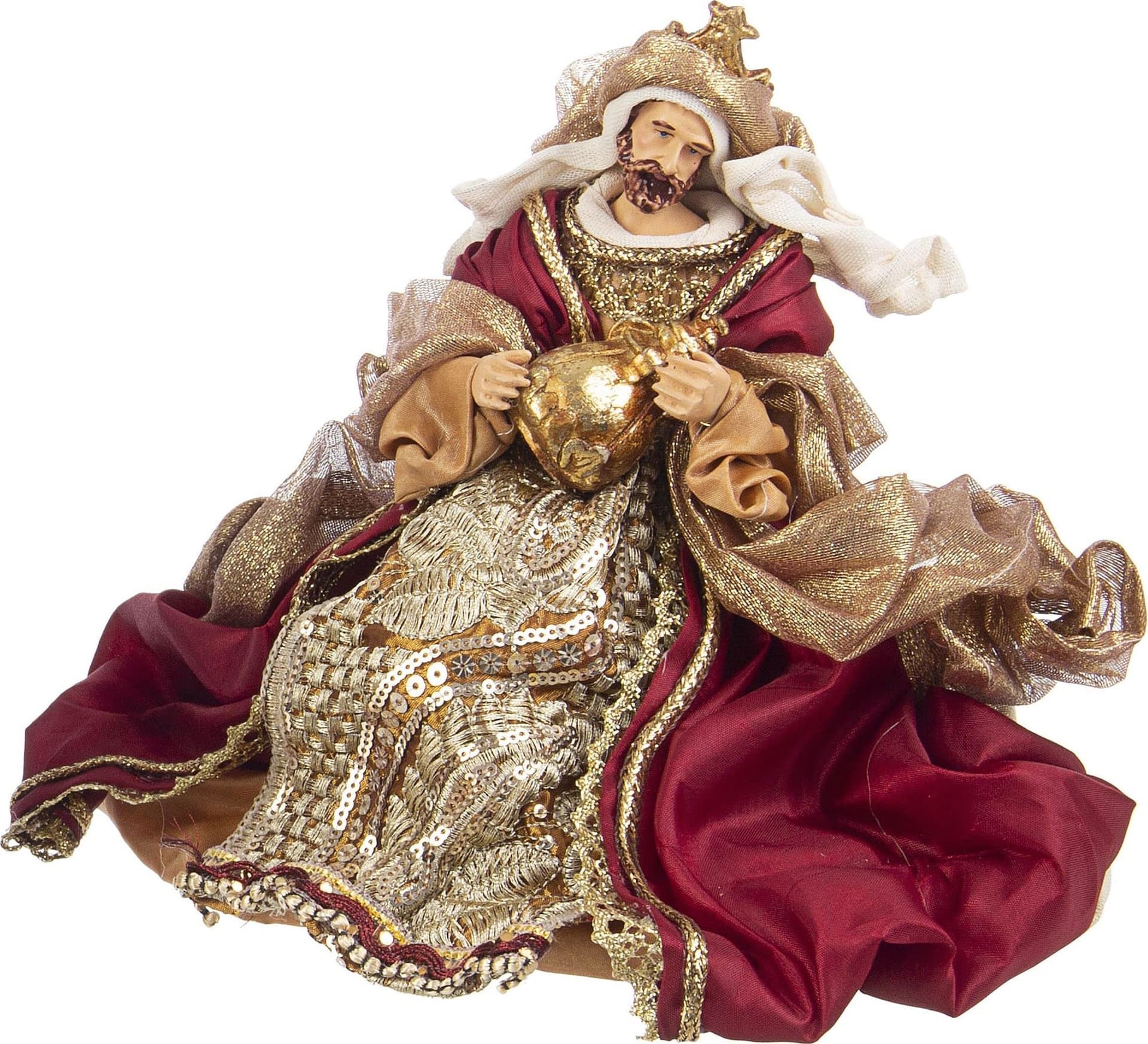 Natività con 3 Re magi con vestiti in tessuto statue per presepe - 4