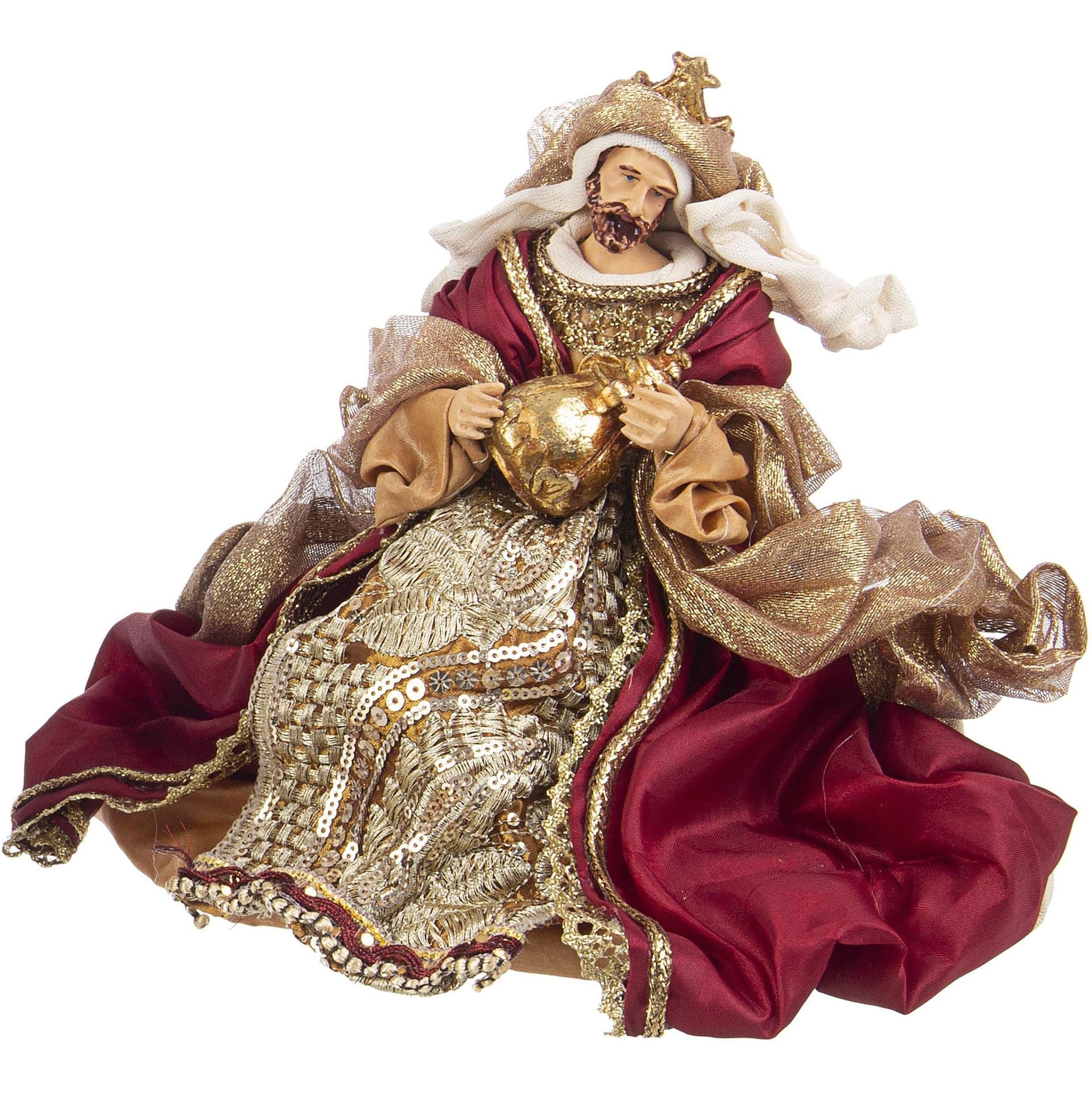 Natività con 3 Re magi con vestiti in tessuto statue per presepe - 4
