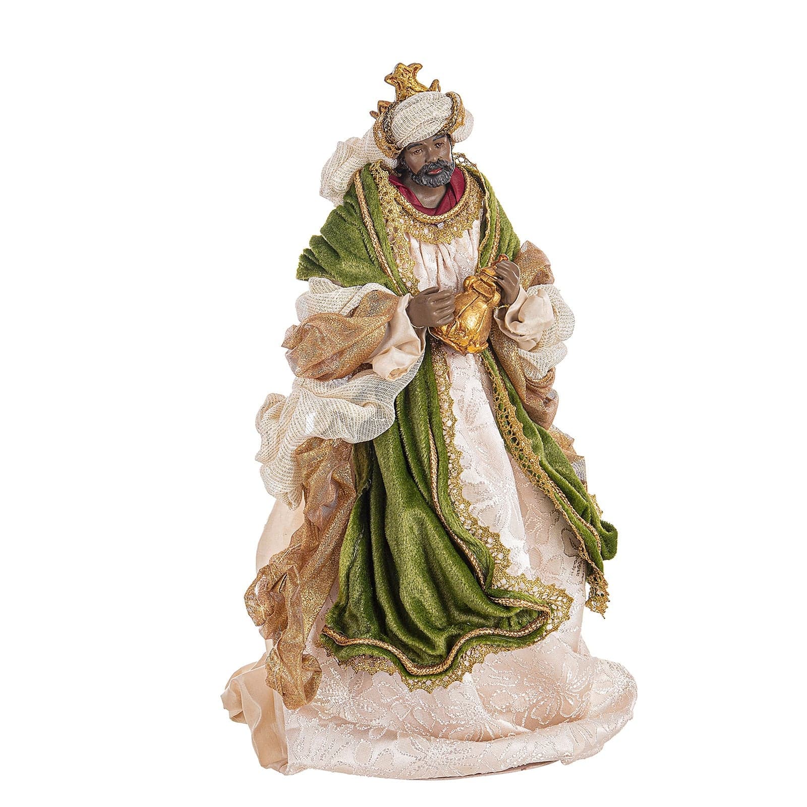 Natività con 3 Re magi con vestiti in velluto statue per presepe - 2