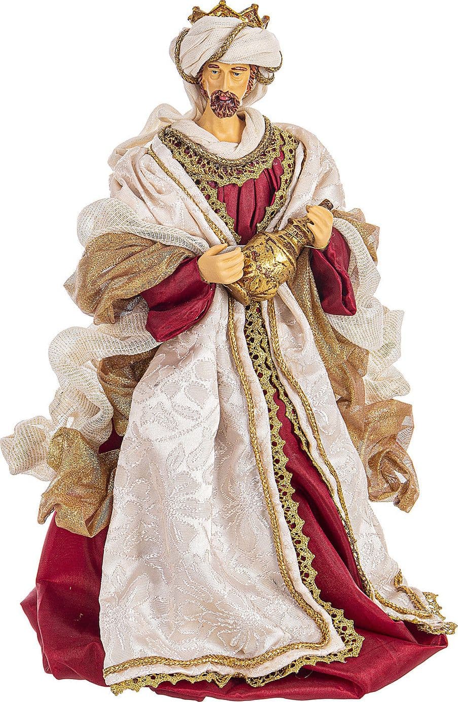 Natività con 3 Re magi con vestiti in velluto statue per presepe - 3