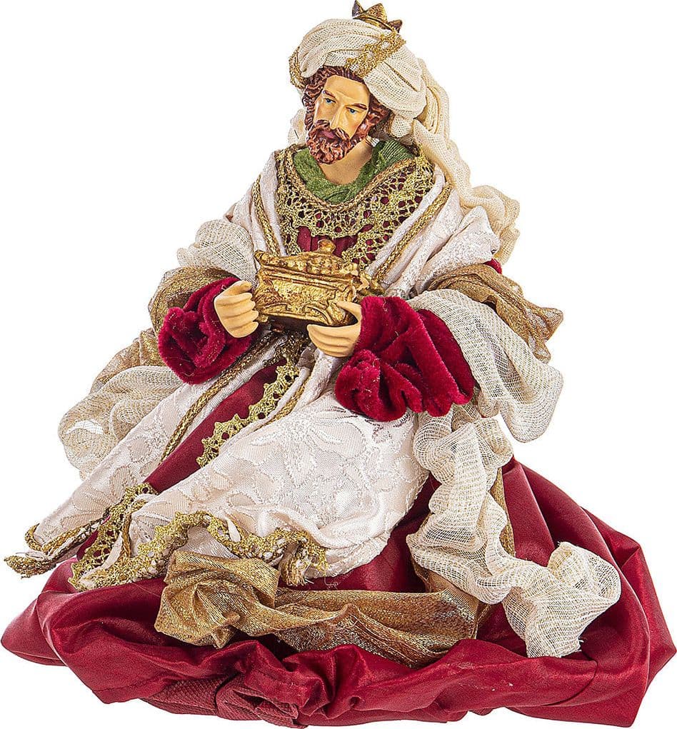 Natività con 3 Re magi con vestiti in velluto statue per presepe - 4