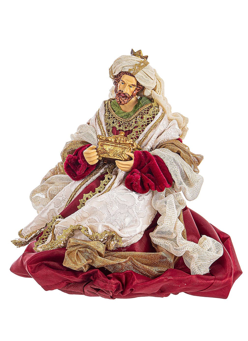 Natività con 3 Re magi con vestiti in velluto statue per presepe - 4