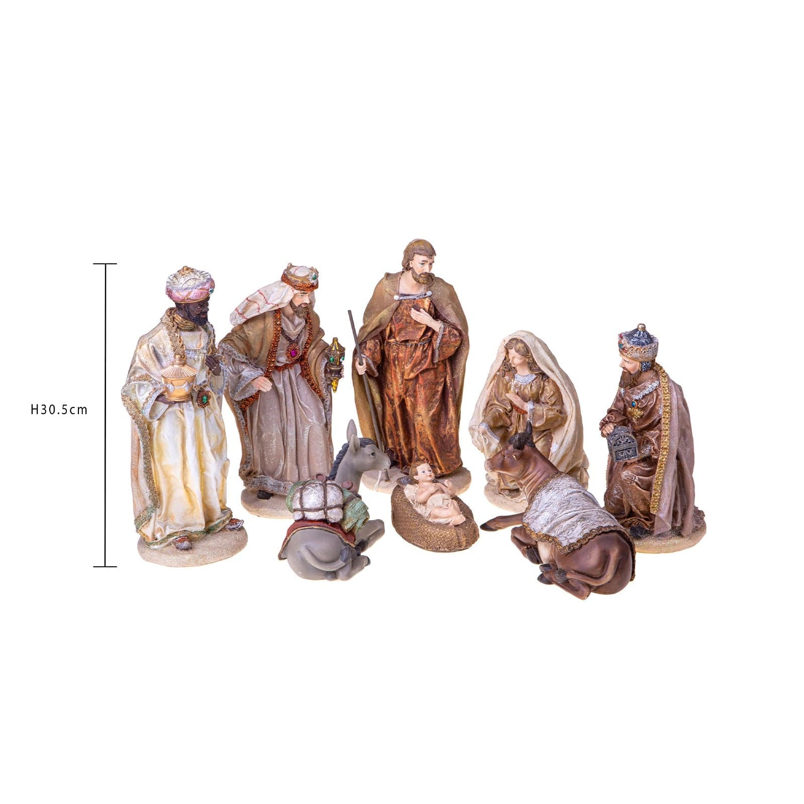 Natività in resina con 8 statue per presepe da 30,5 cm decorazione tradizionale - 2