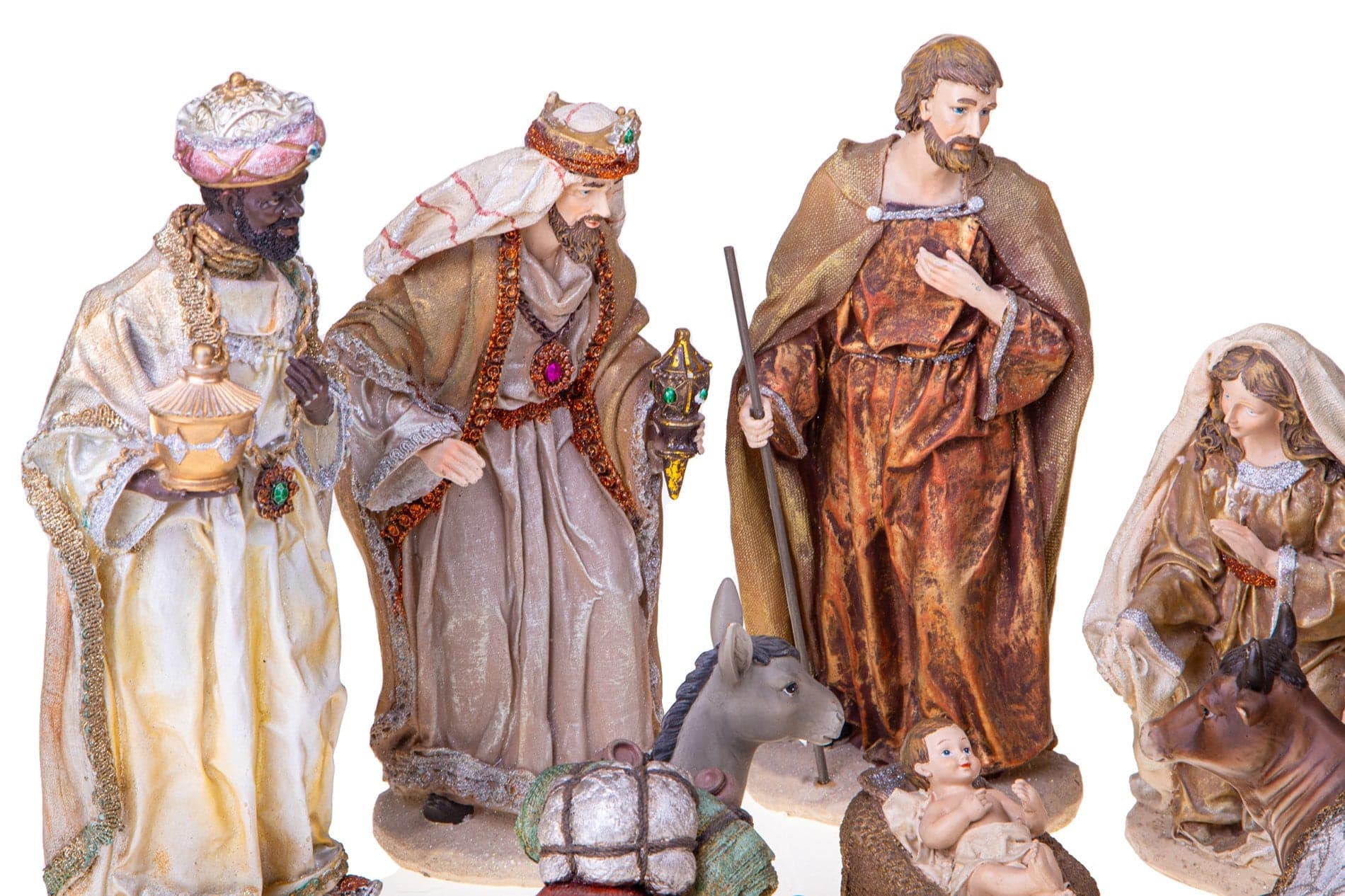 Natività in resina con 8 statue per presepe da 30,5 cm decorazione tradizionale - 3