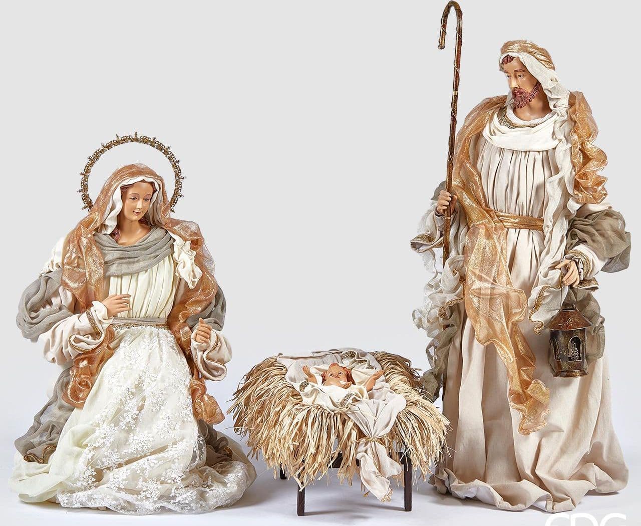 Natività in tessuto Bianco e Oro per presepe Collezione EDG 2023 h 108 cm - 2