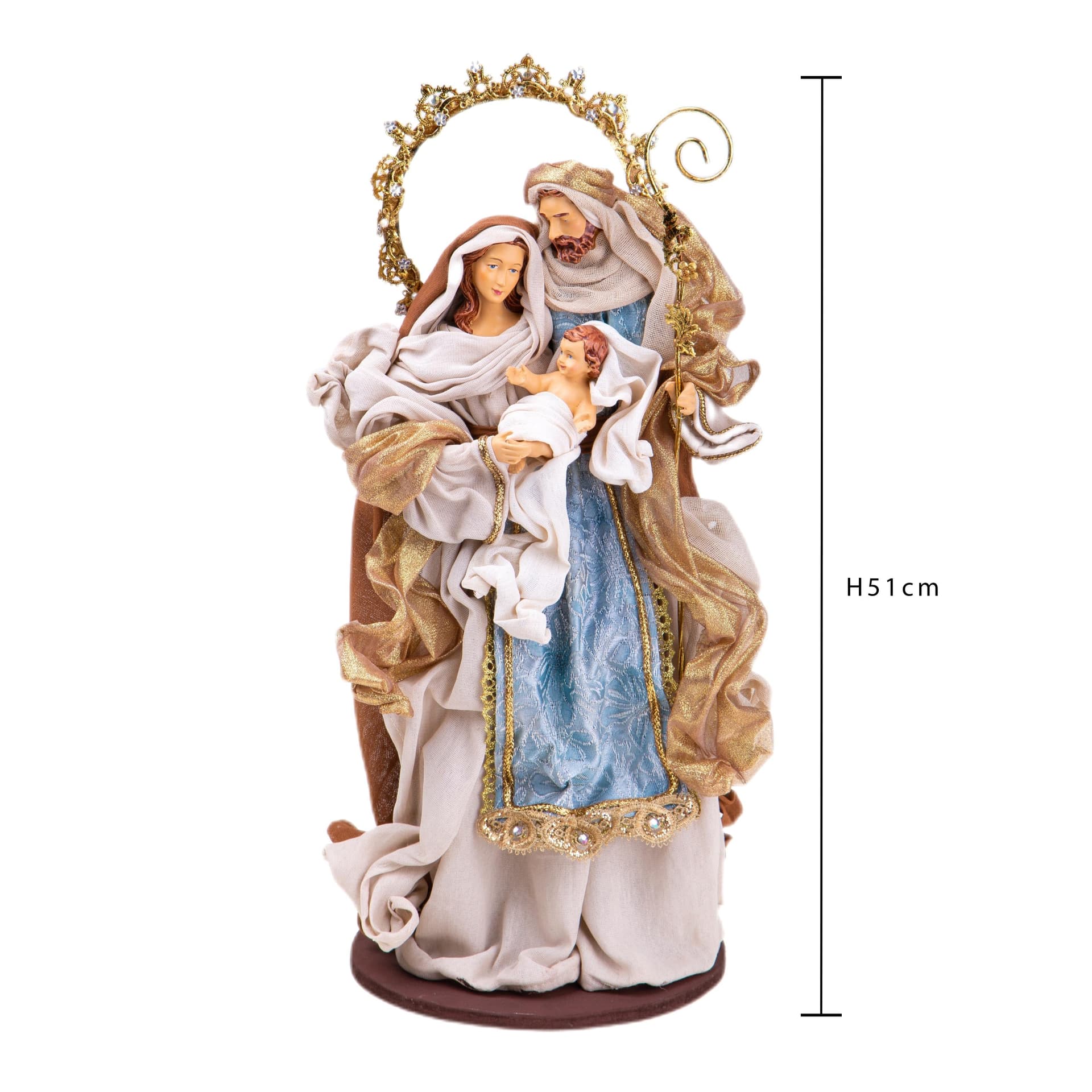 Natività monoblocco per presepe in tessuto decorazione natalizia h 51 cm - 4