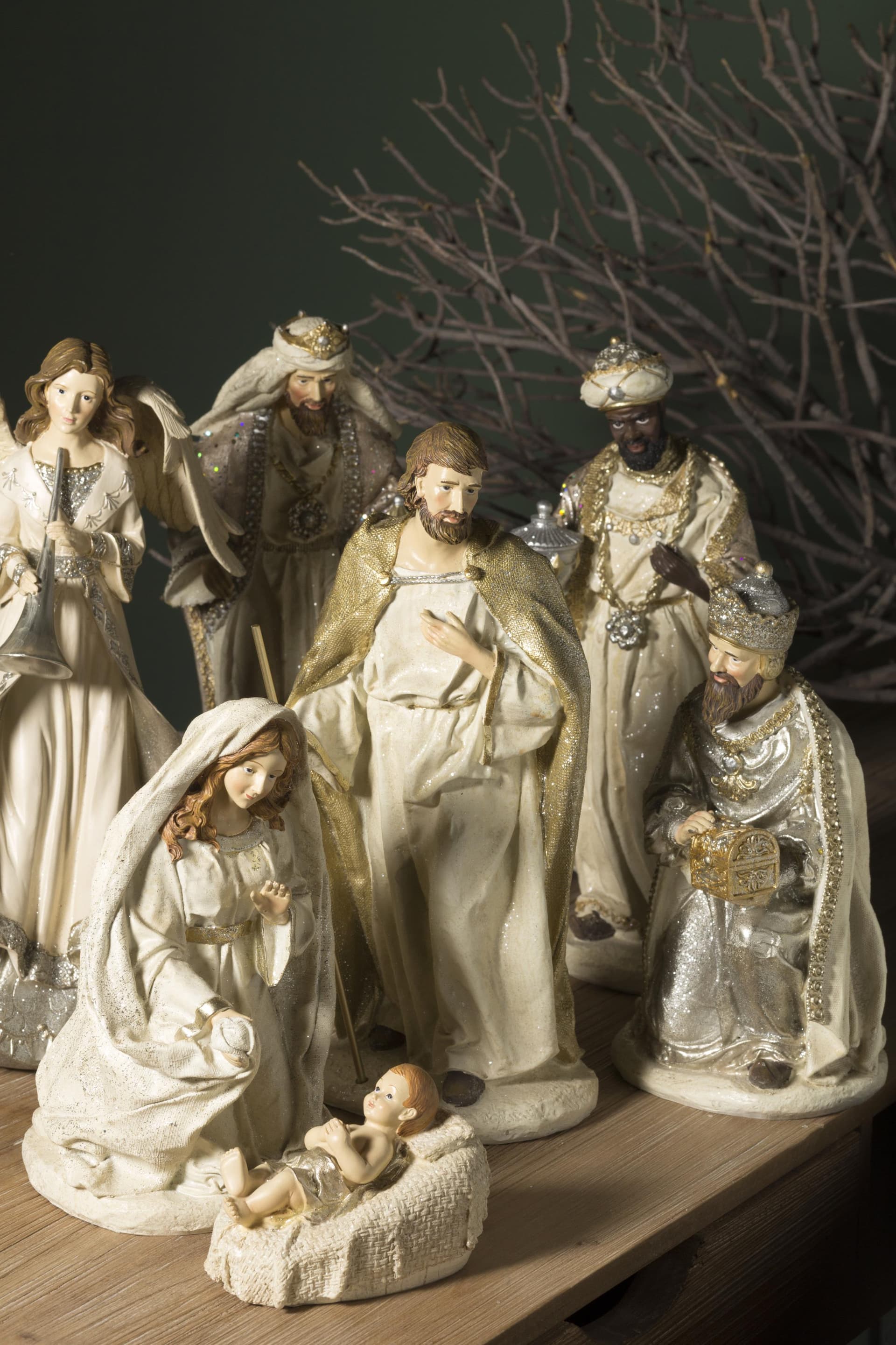 Natività completa con re magi h 30 cm presepe in poli-resina 6 soggetti - 2