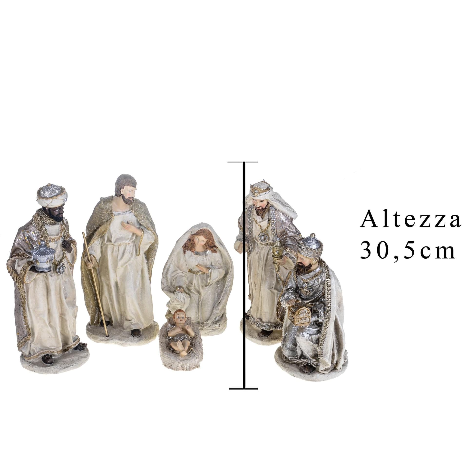Natività completa con re magi h 30 cm presepe in poli-resina 6 soggetti - 3