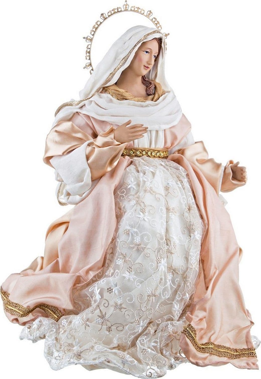 Natività completa in tessuto statue per presepe natalizio con accessori in metallo h 86 cm - 2