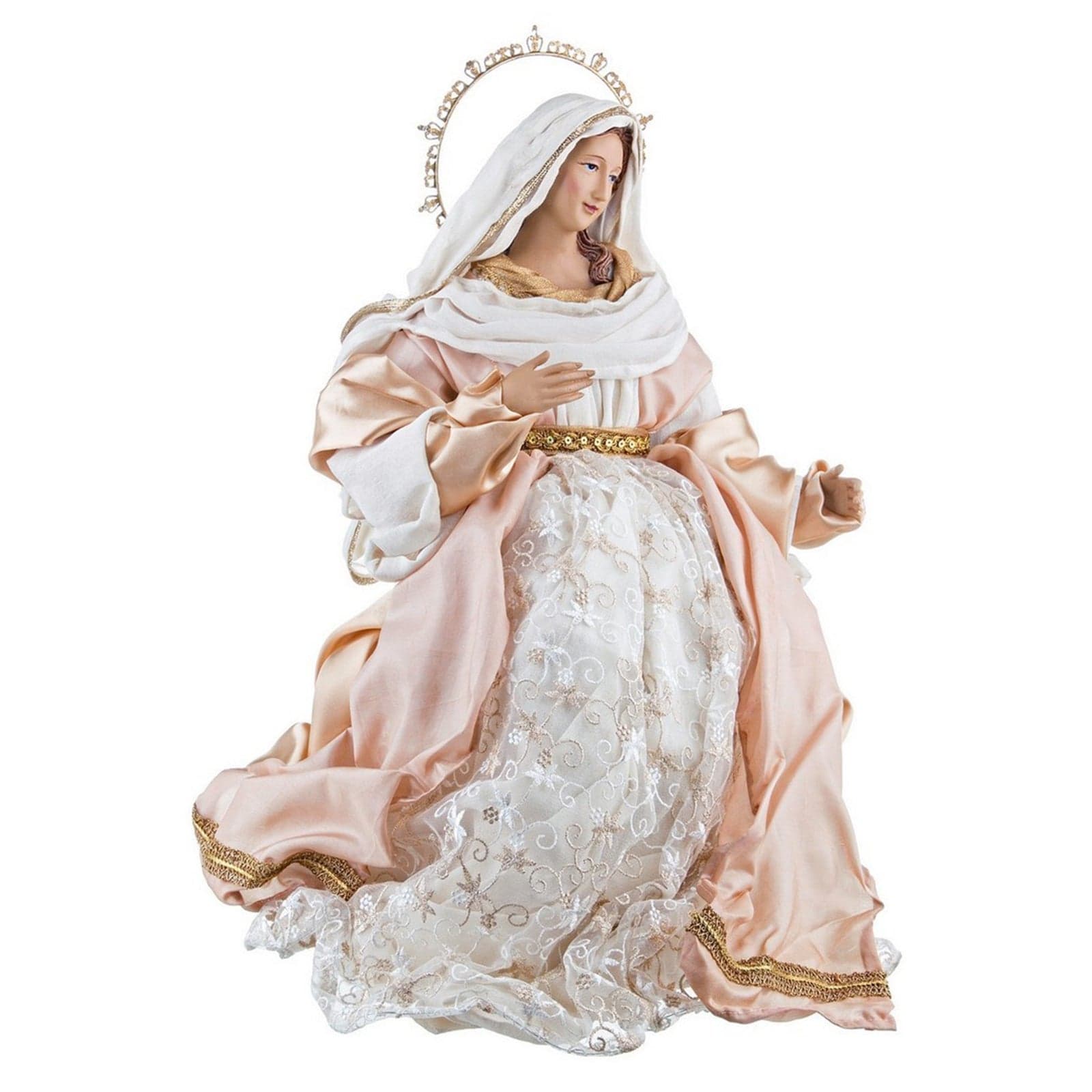 Natività completa in tessuto statue per presepe natalizio con accessori in metallo h 86 cm - 2