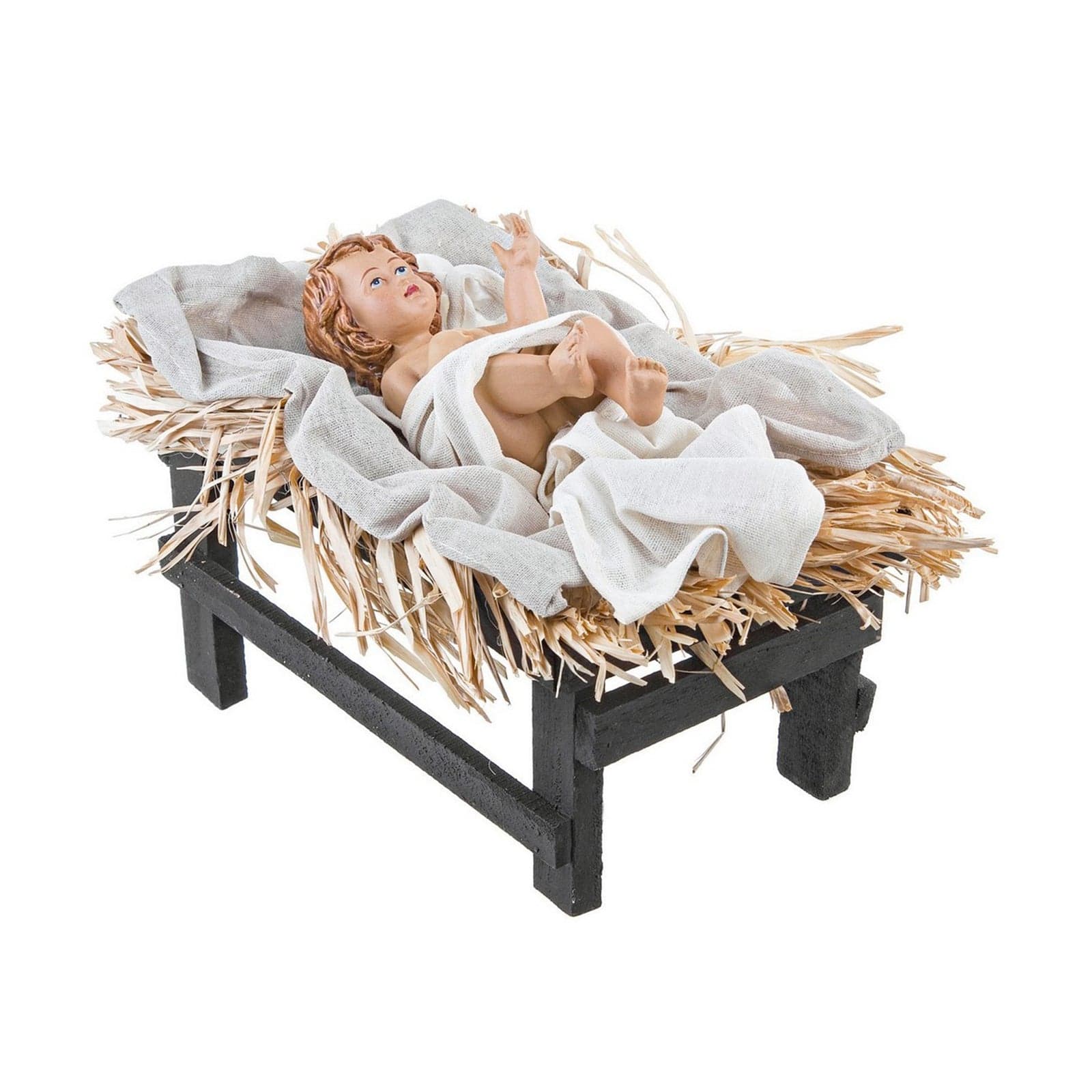 Natività completa in tessuto statue per presepe natalizio con accessori in metallo h 86 cm - 3