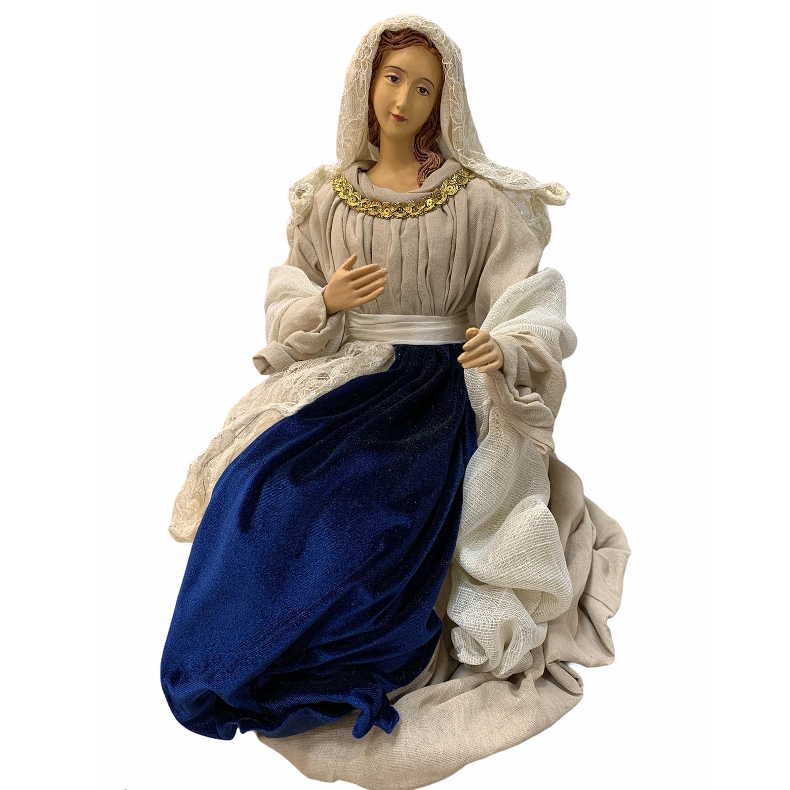Natività completa h 70 cm statue per presepe con vestiti in pizzo e Velluto Blu - 2