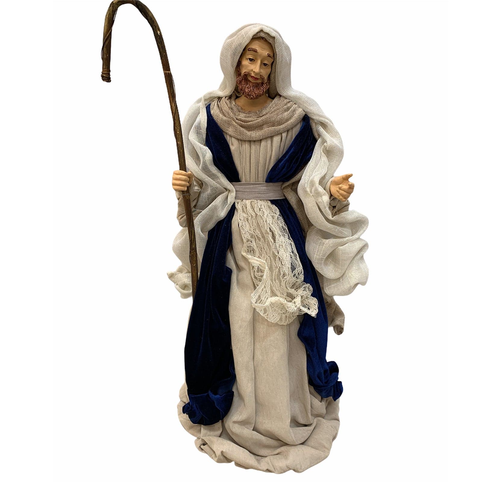 Natività completa h 70 cm statue per presepe con vestiti in pizzo e Velluto Blu - 3