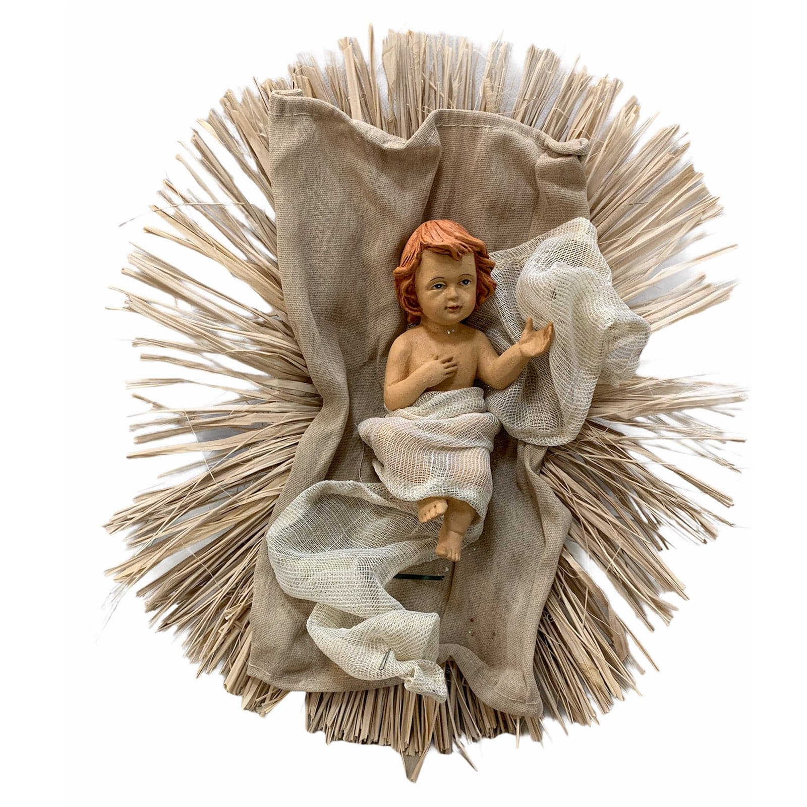 Natività completa h 70 cm statue per presepe con vestiti in pizzo e Velluto Blu - 4