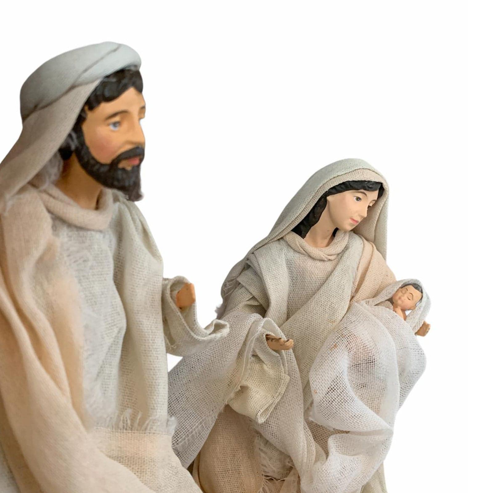 Natività completa statue per presepe vestiti in tessuto Bianco e Beige h 20 cm - 4