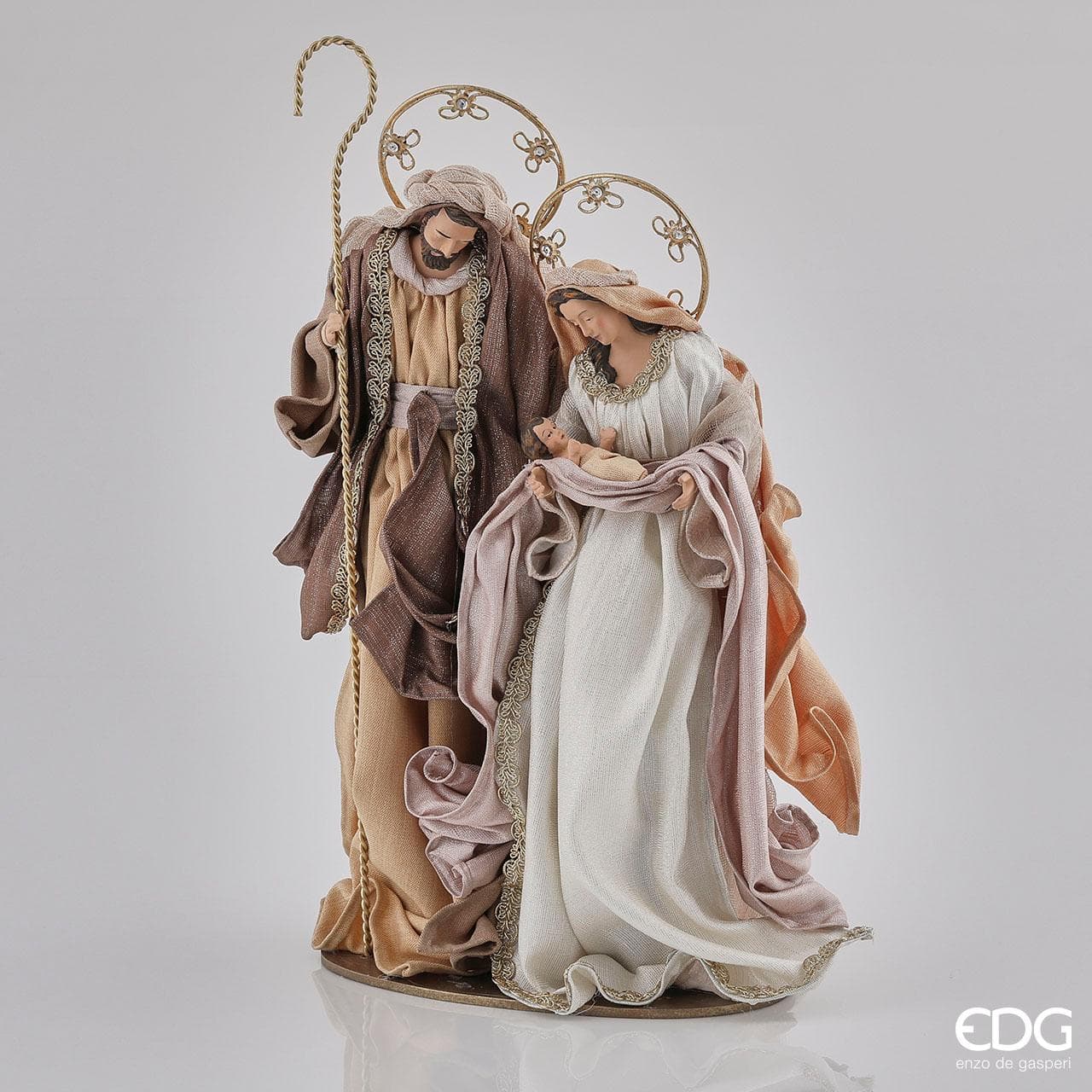 Natività monoblocco "Lord" h 56 cm statue per presepe vestiti in tessuto Panna e Beige - 2
