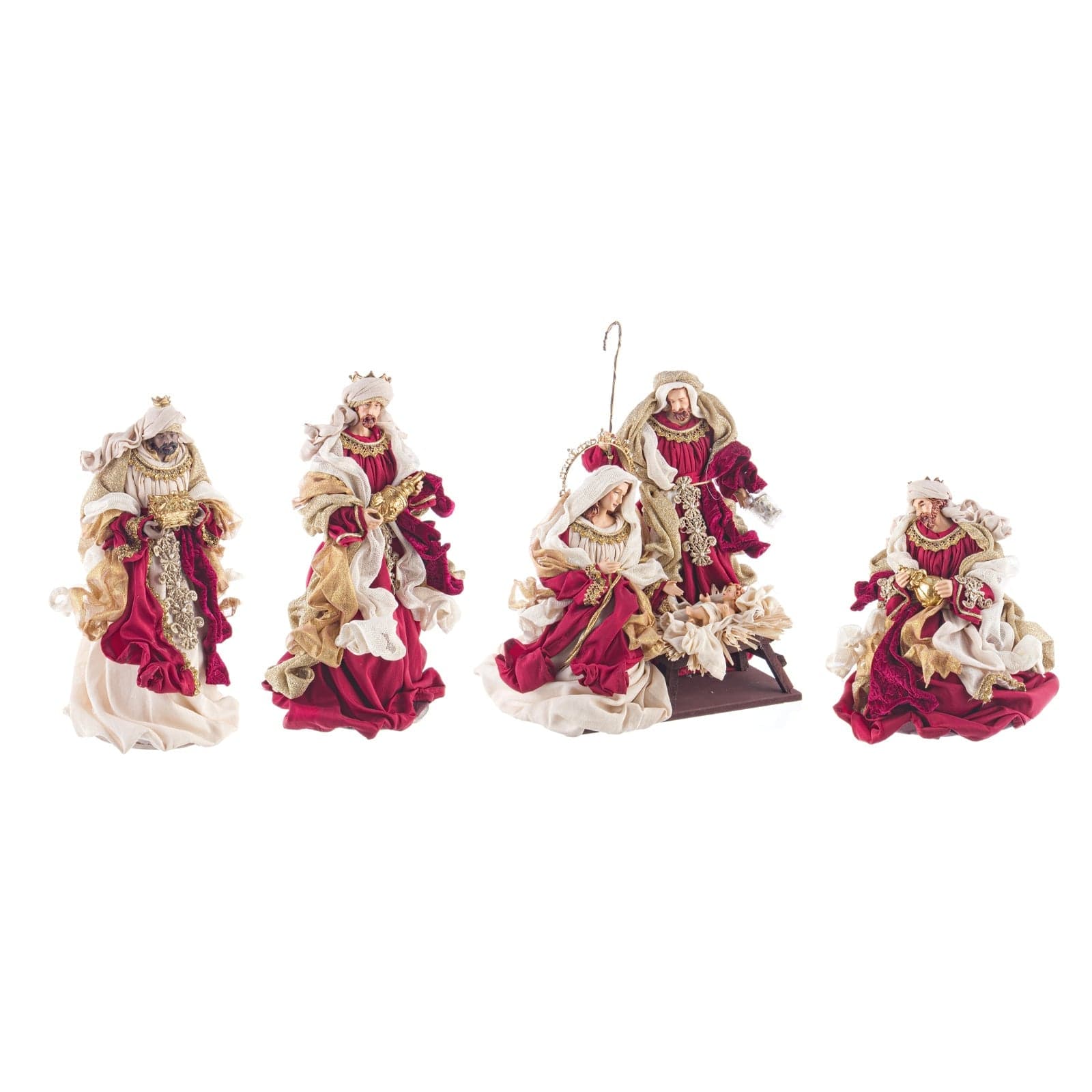 Natività completa in tessuto "Fastosa Bordeaux" statue per presepe natalizio - 2
