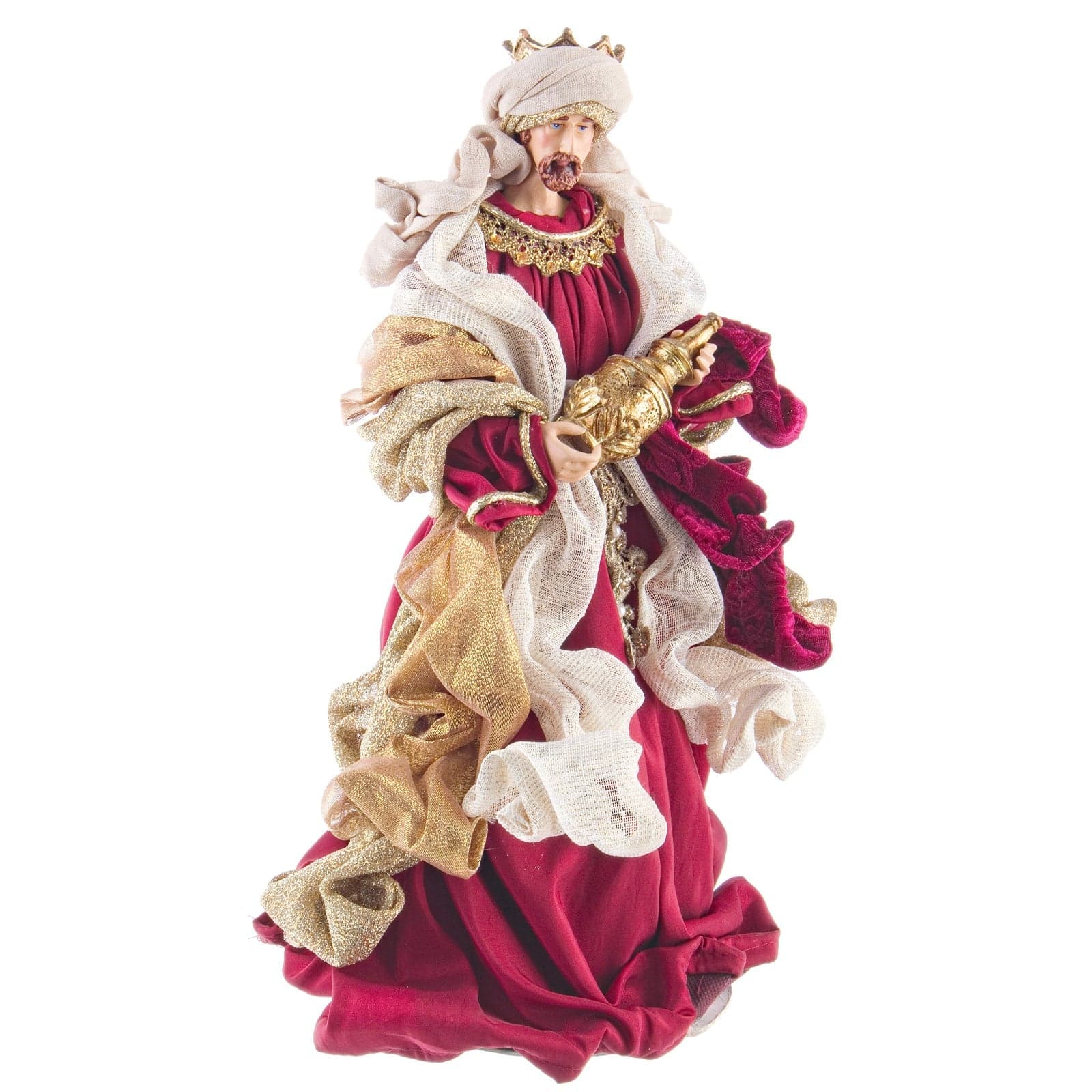 Natività completa in tessuto "Fastosa Bordeaux" statue per presepe natalizio - 5