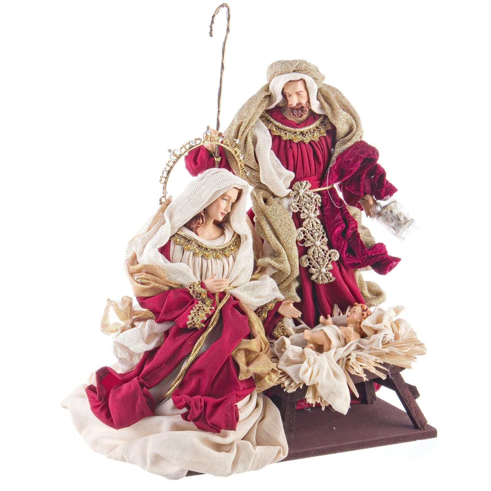 Natività completa in tessuto "Fastosa Bordeaux" statue per presepe natalizio - 6