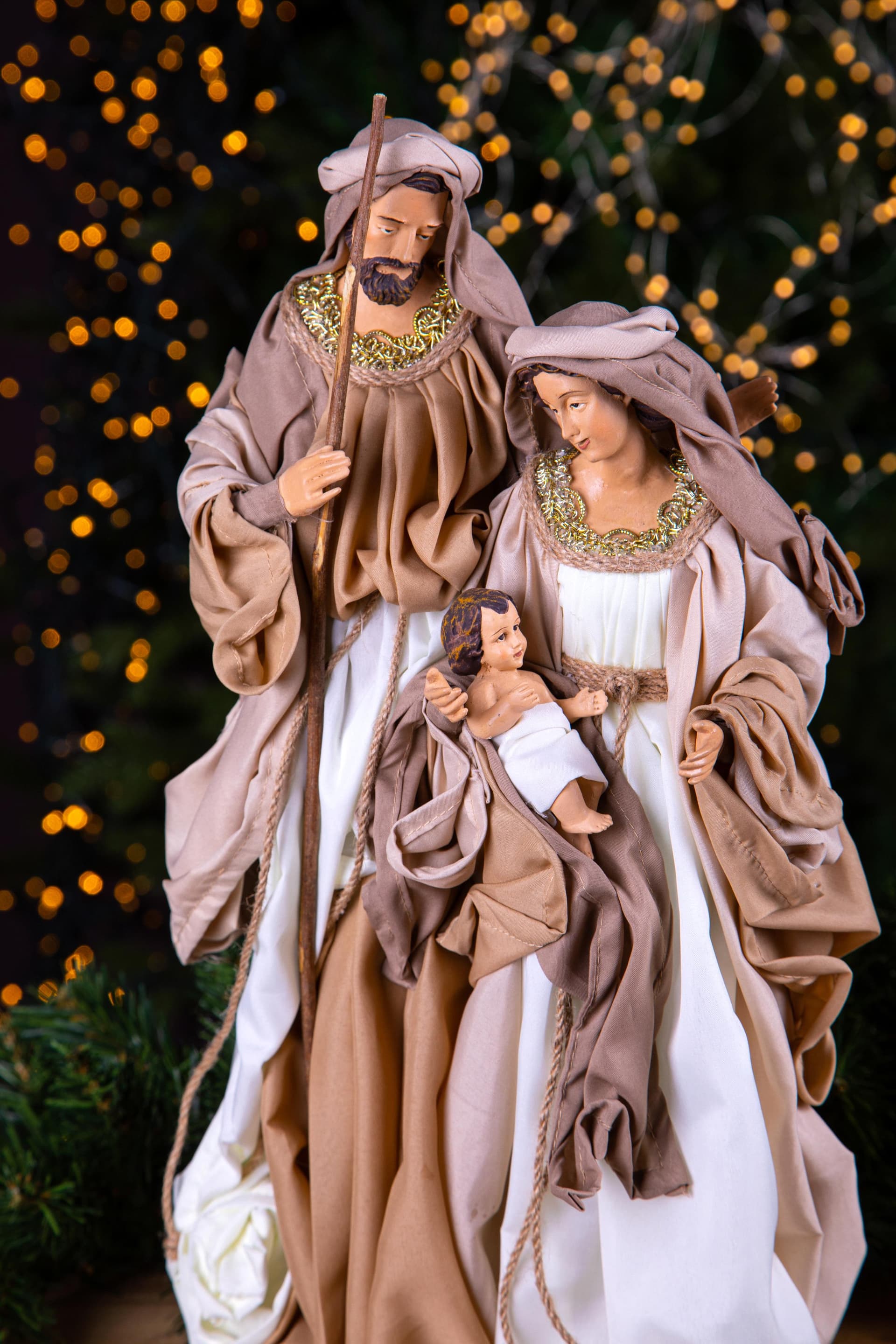 Natività monoblocco per presepe in tessuto decorazione natalizia h 47 cm - 2
