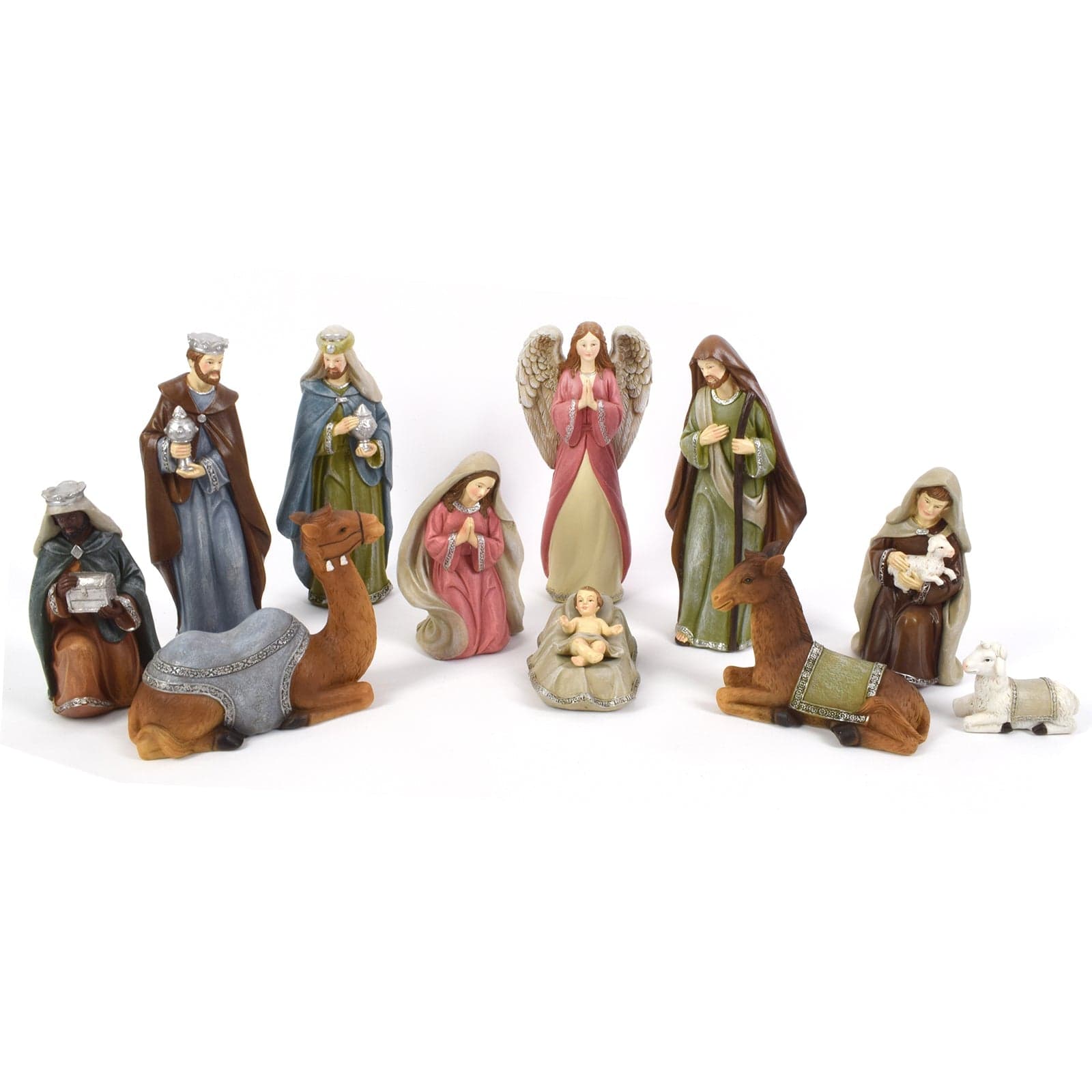 Natività completa con re magi presepe in poliresina 11 soggetti h 18 cm - 2