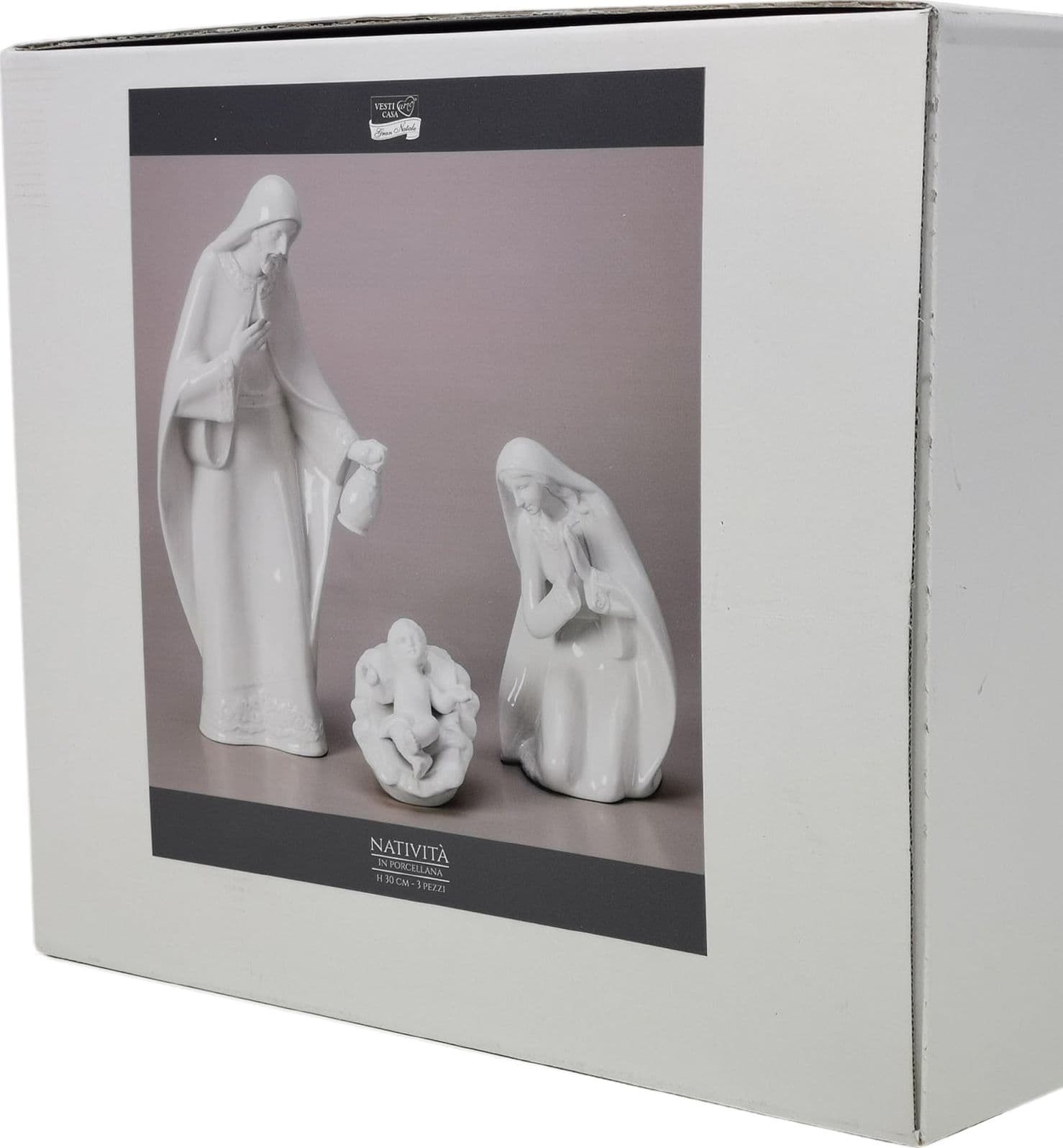 Natività Stilizzata in poliresina Bianca per presepe decorazione Natalizia h 30 cm - 2