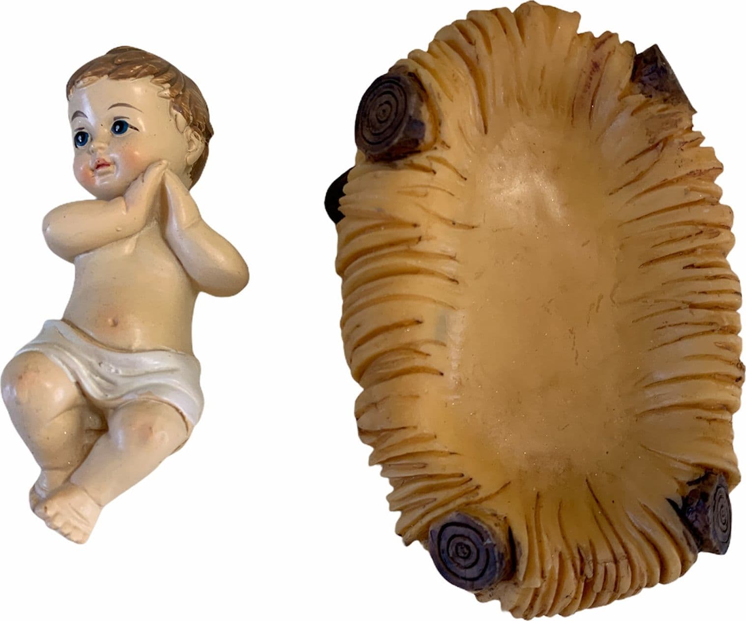 Gesù bambino con culla statua bambinello per presepe in poliresina - 2