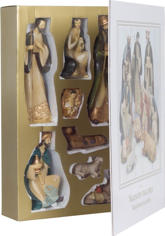 Natività completa con re magi h 35 cm stilizzata per presepe in poli-resina 10 soggetti - 3